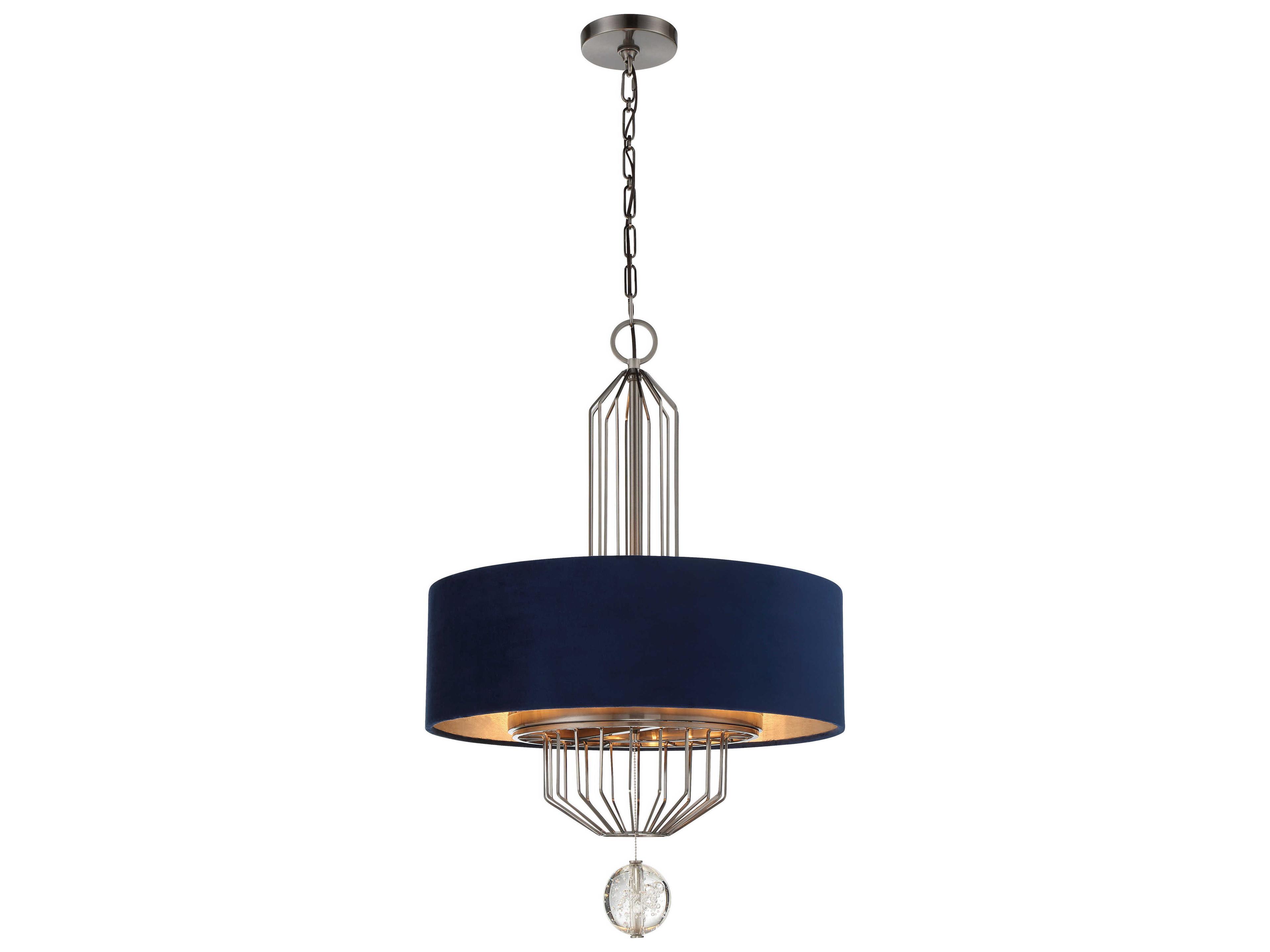 Metropolitan Grandeur 6-Light Aged Antique Nickel Crystal Drum Pendant