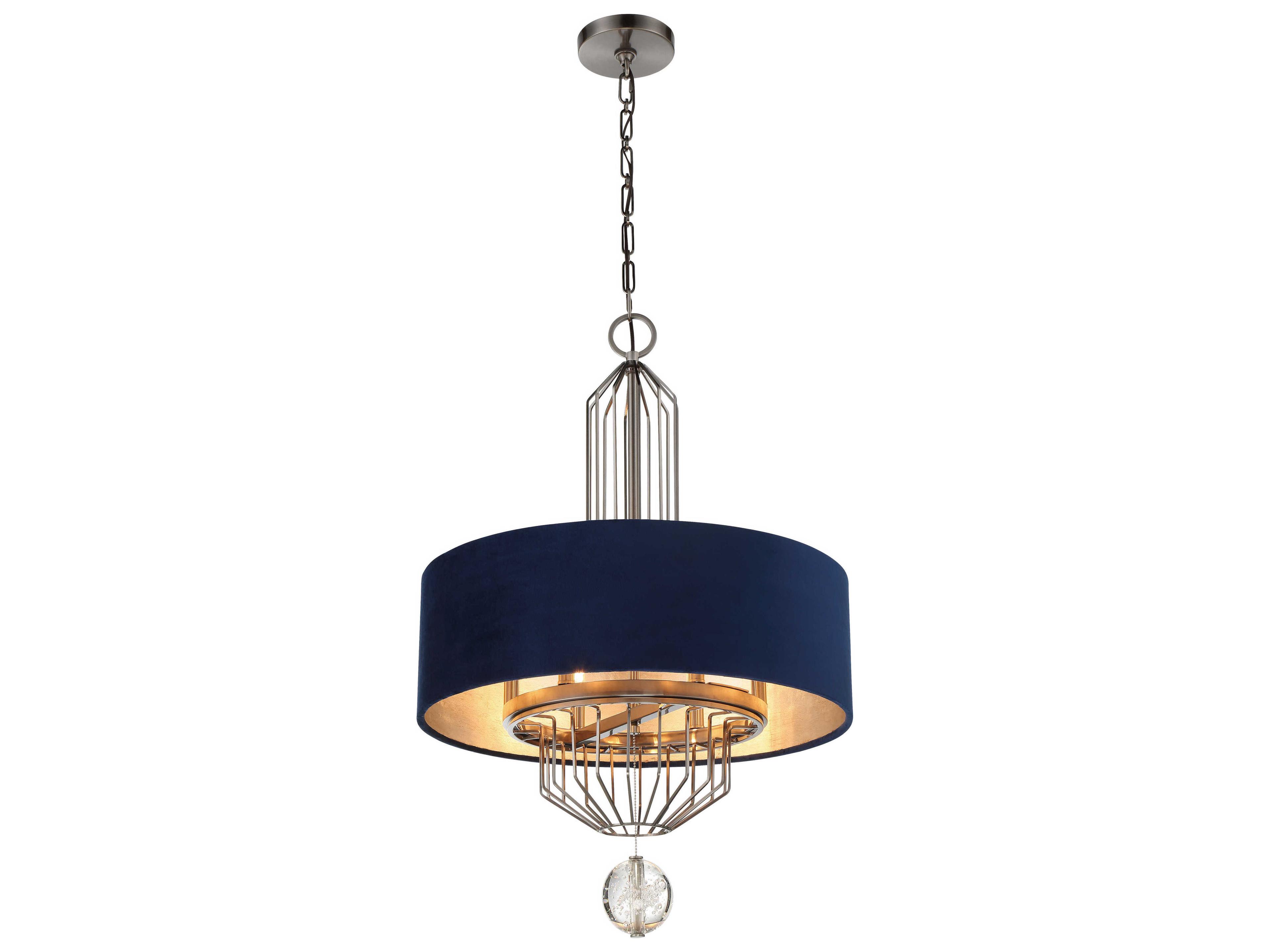 Metropolitan Grandeur 6-Light Aged Antique Nickel Crystal Drum Pendant