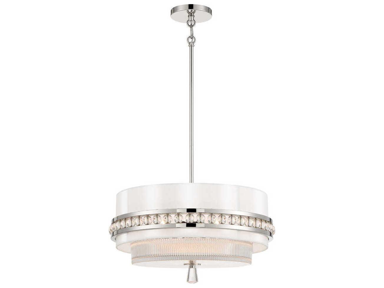 Metropolitan Sutton 3-Light Polished Nickel Glass Round Pendant