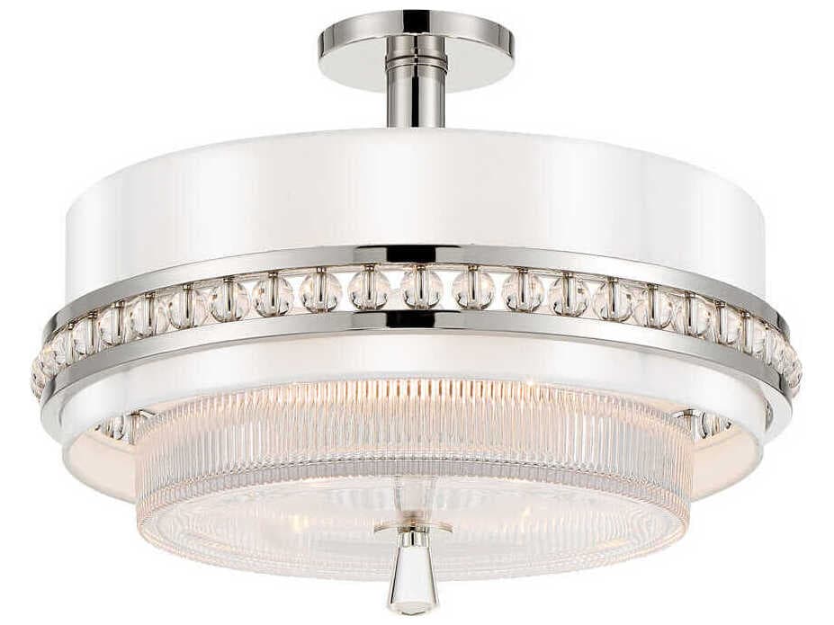 Metropolitan Sutton 3-Light Polished Nickel Glass Round Pendant