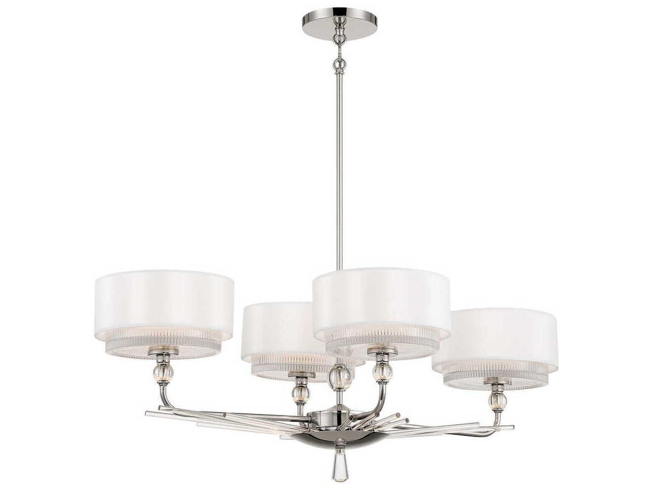 Metropolitan Sutton 4-Light Polished Nickel Glass Drum Island Pendant