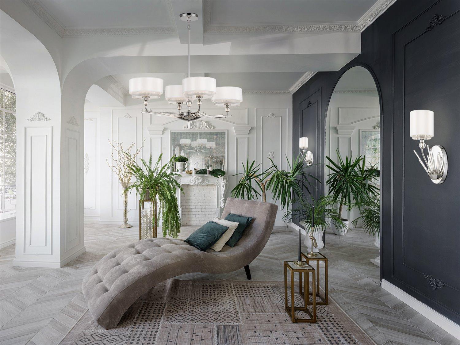 Metropolitan Sutton 4-Light Polished Nickel Glass Drum Island Pendant