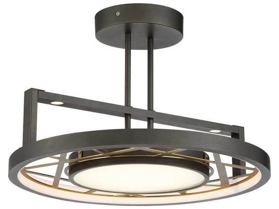 Metropolitan Tribeca 1-Light Smoked Iron Soft Brass Gray LED Geometric Round Pendant