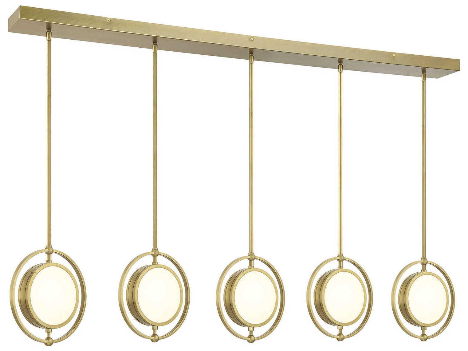 Metropolitan Spectr 5-Light Soft Brass Glass LED Linear Round Island Pendant