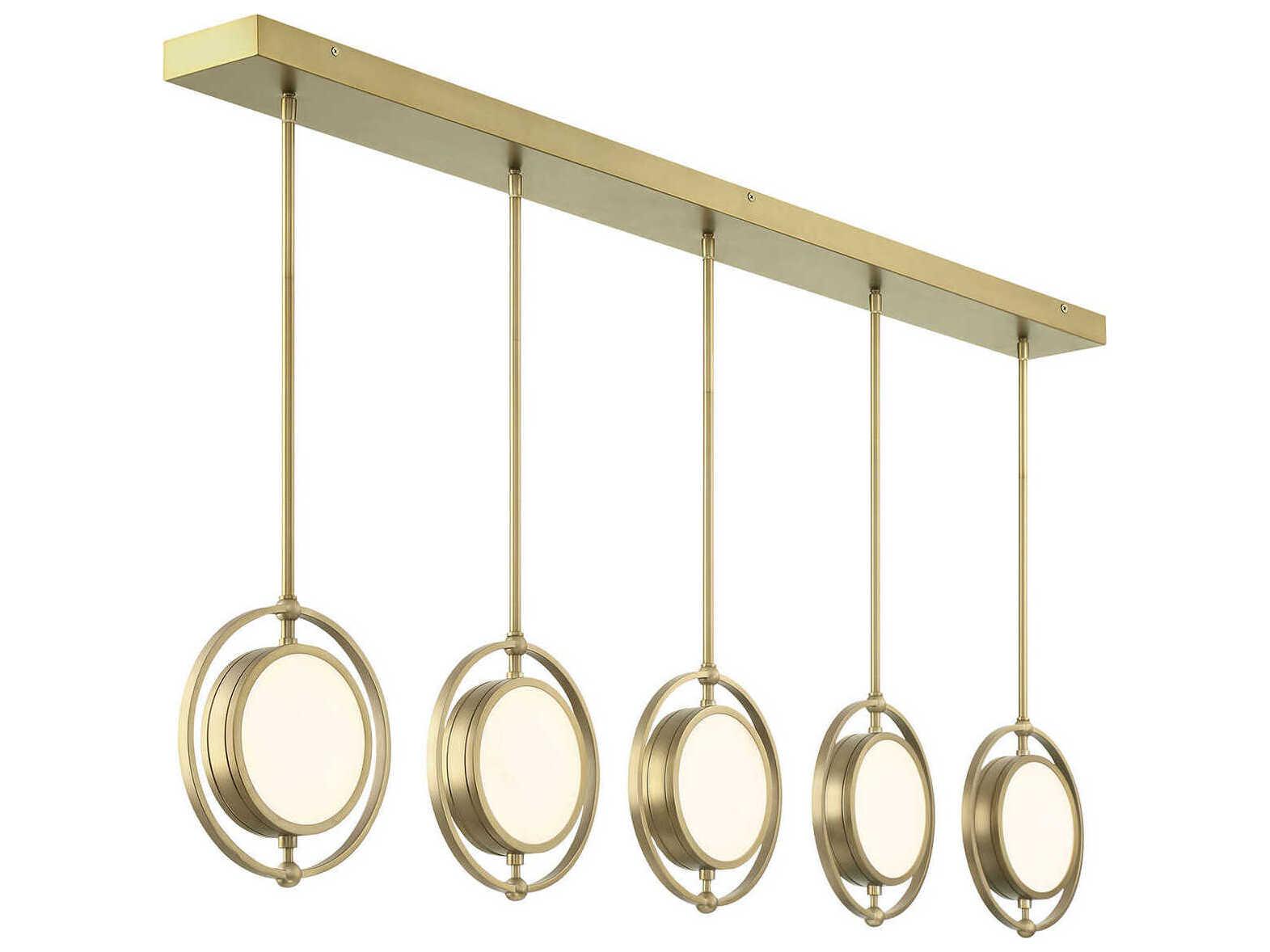 Metropolitan Spectr 5-Light Soft Brass Glass LED Linear Round Island Pendant