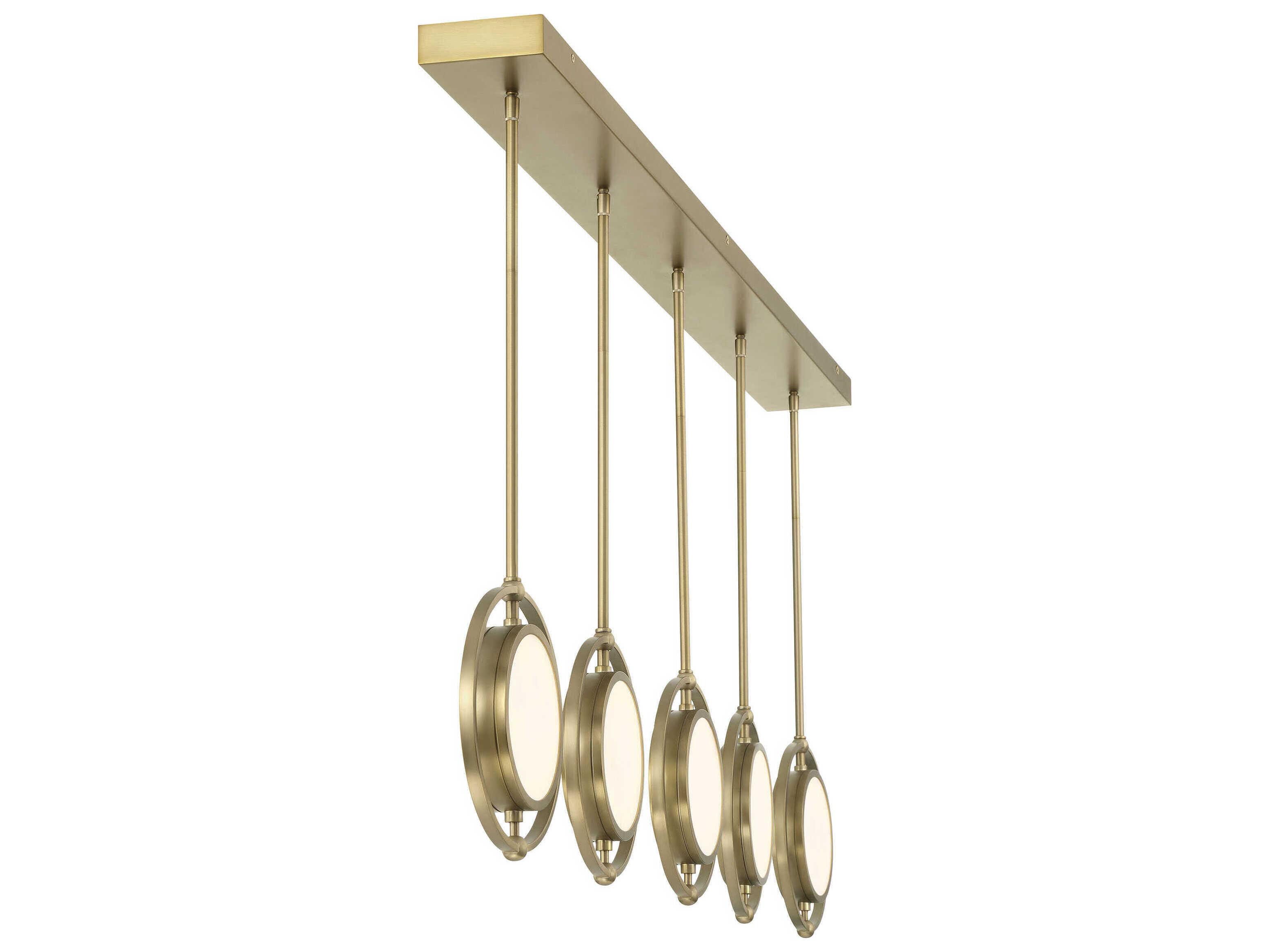 Metropolitan Spectr 5-Light Soft Brass Glass LED Linear Round Island Pendant