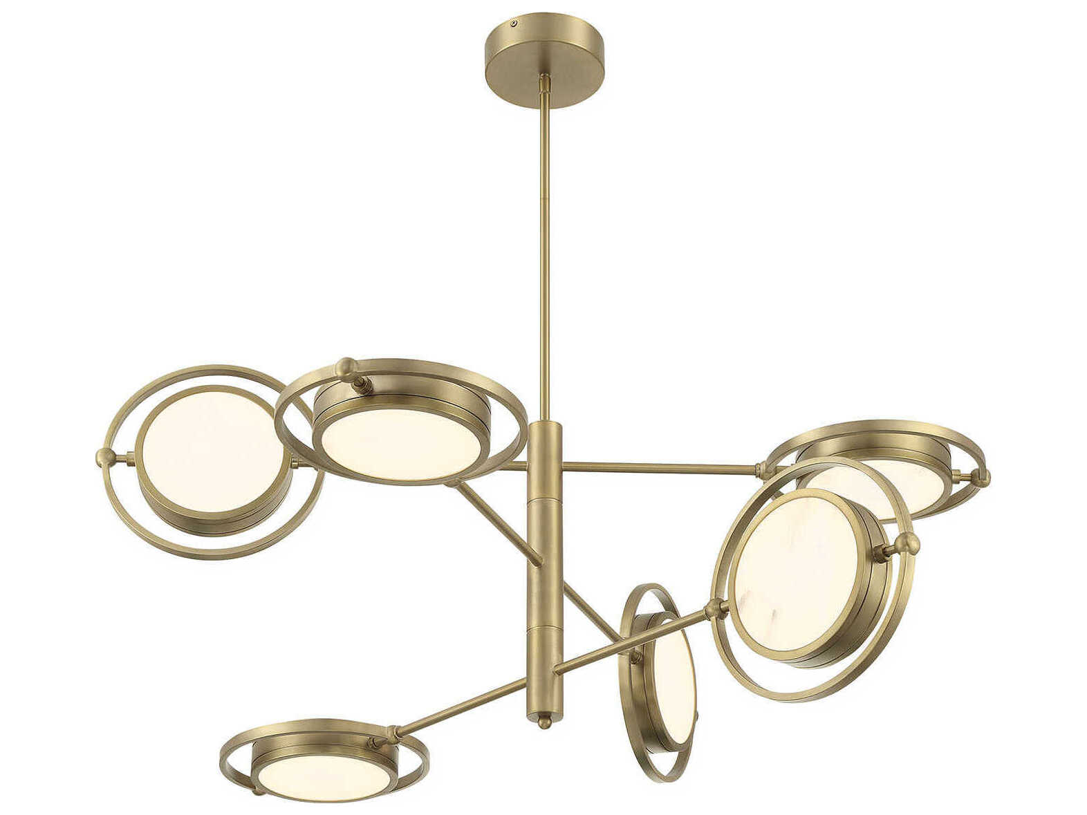 Metropolitan Spectr 6-Light Soft Brass Glass LED Linear Round Chandelier