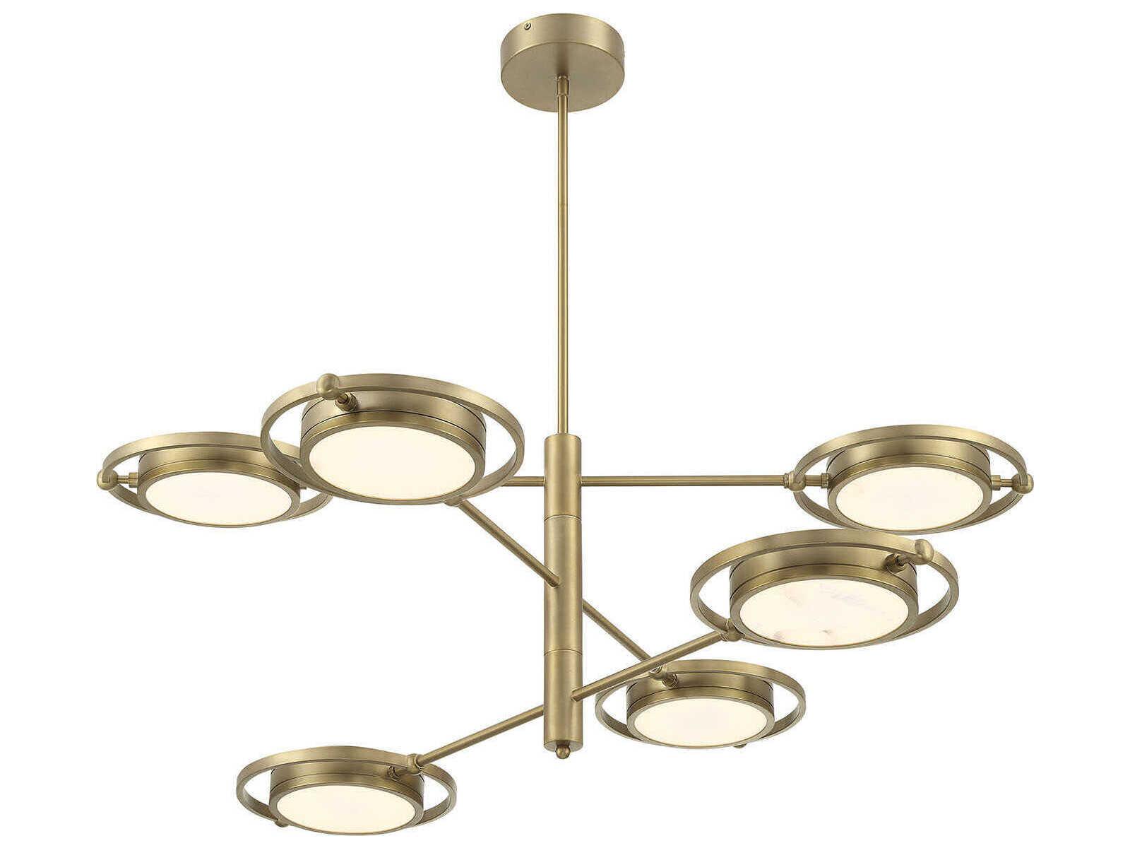 Metropolitan Spectr 6-Light Soft Brass Glass LED Linear Round Chandelier