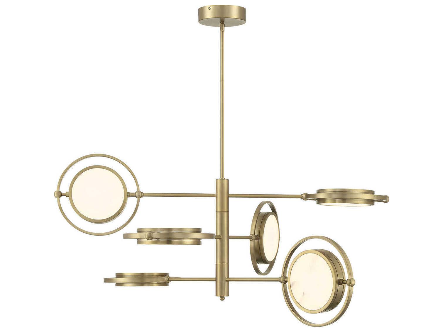 Metropolitan Spectr 6-Light Soft Brass Glass LED Linear Round Chandelier