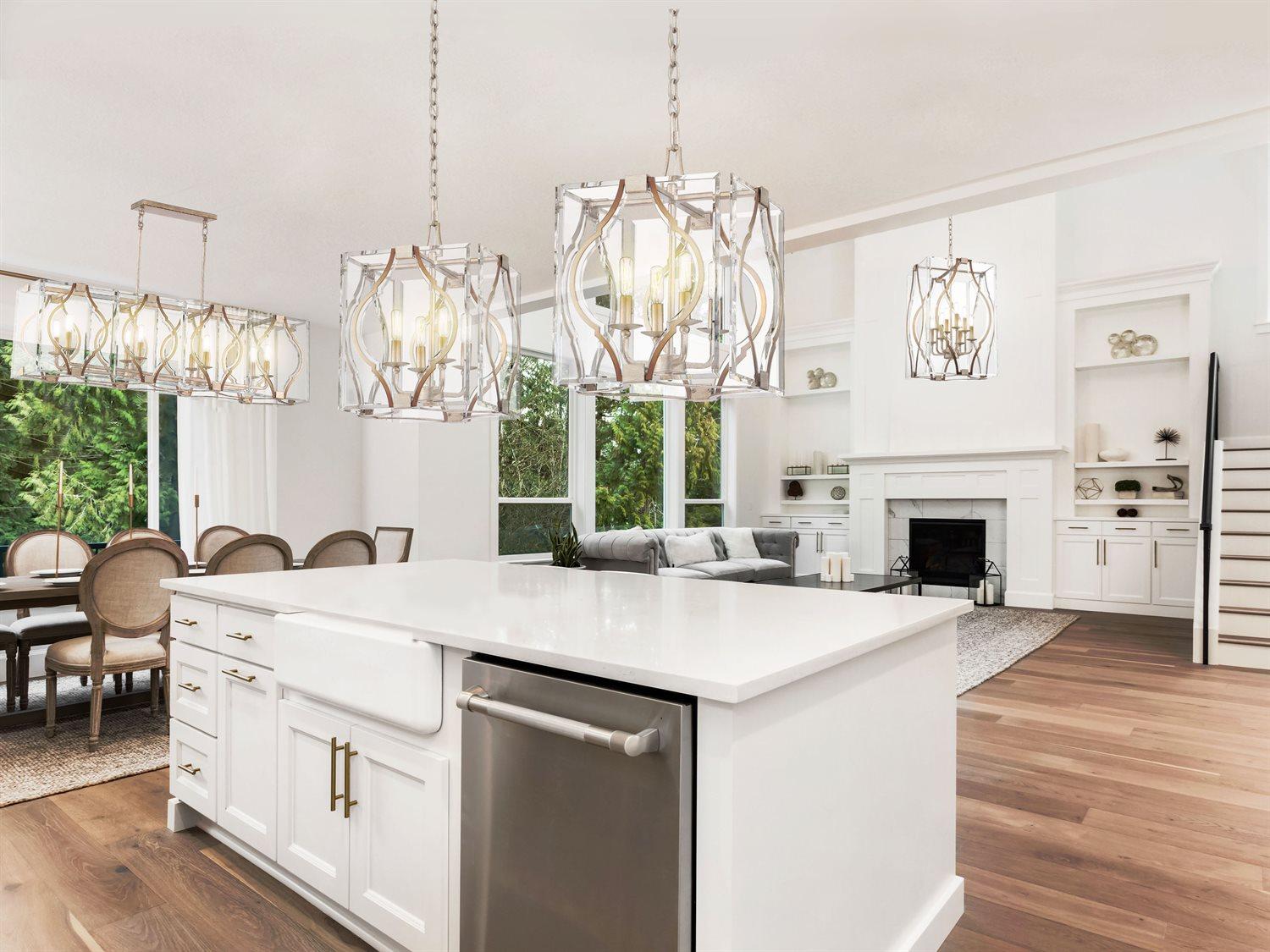 Metropolitan Brenton Cove 8-Light Gold Mist Leaf Geometric Linear Island Pendant