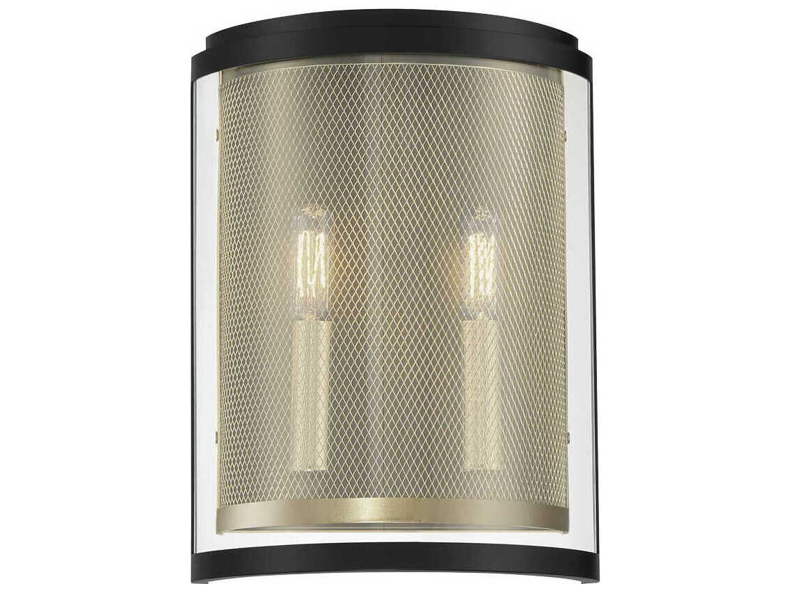 Metropolitan Soho 2-Light Coal Soft Brass Black Glass Wall Sconce