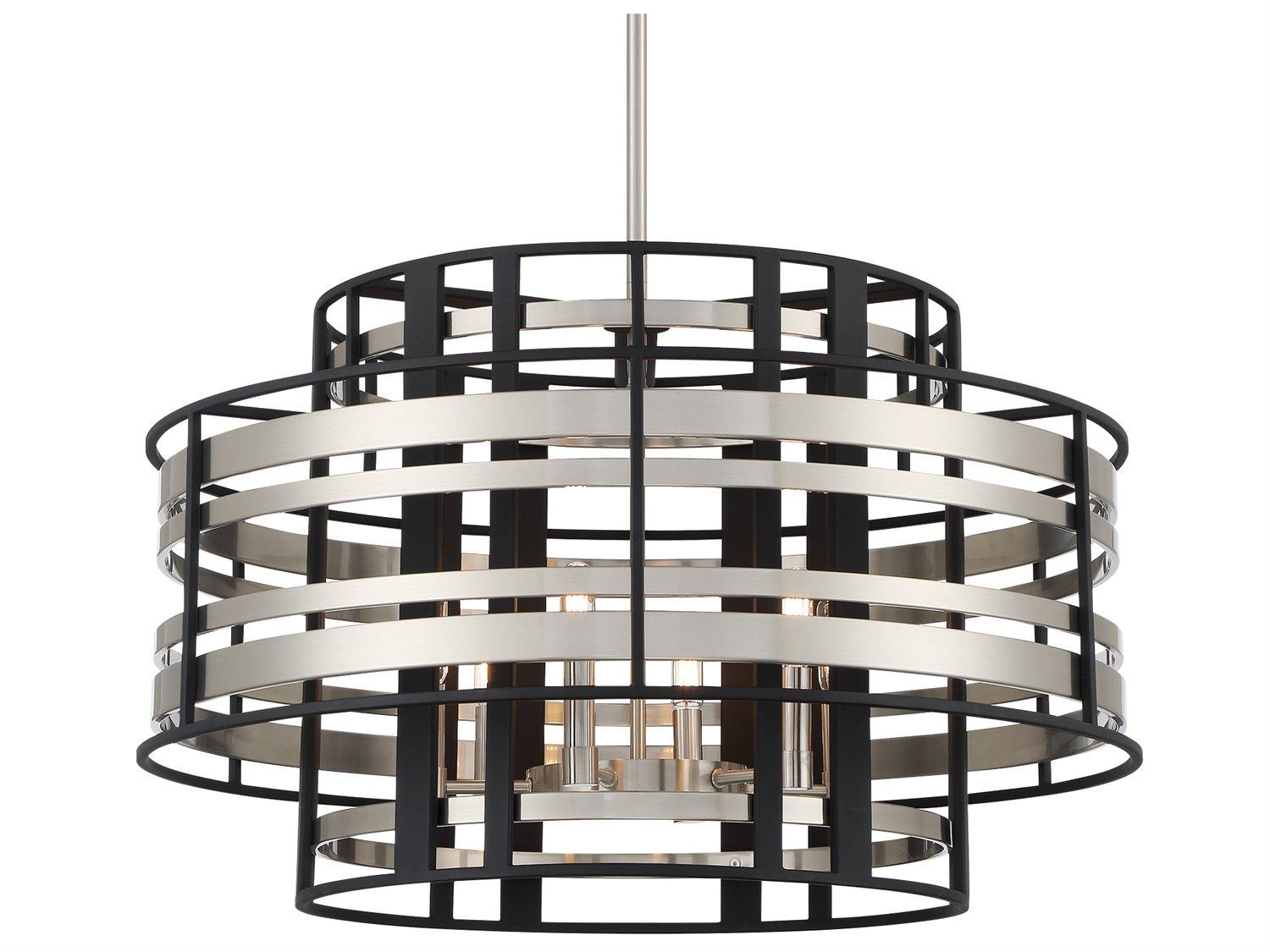 Metropolitan Presten 6-Light Brushed Nickel Sand Coal Black Pendant