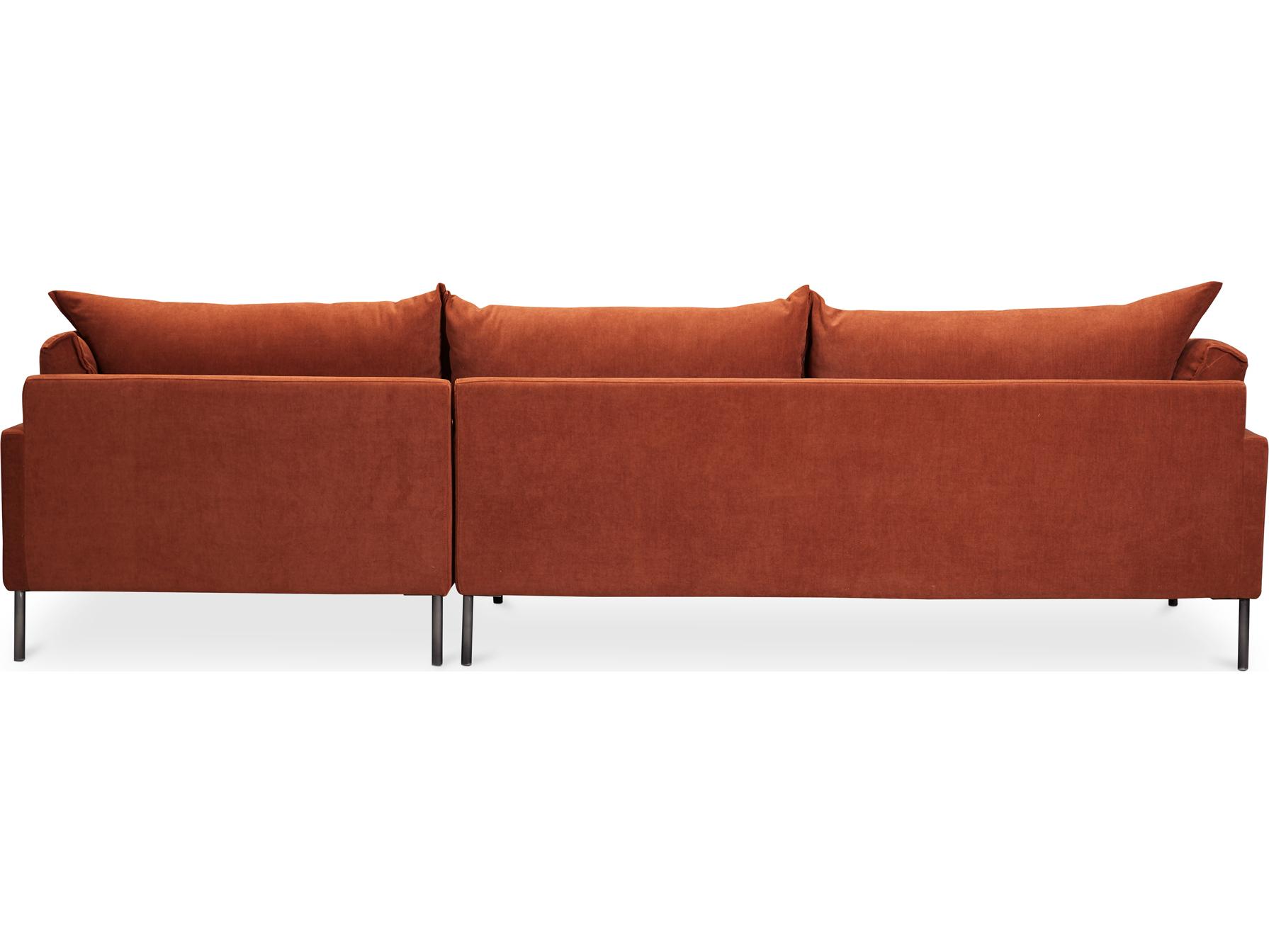 Moe's Home Jamara 112 Wide Orange Upholstered Sectional Sofa with RAF Chaise