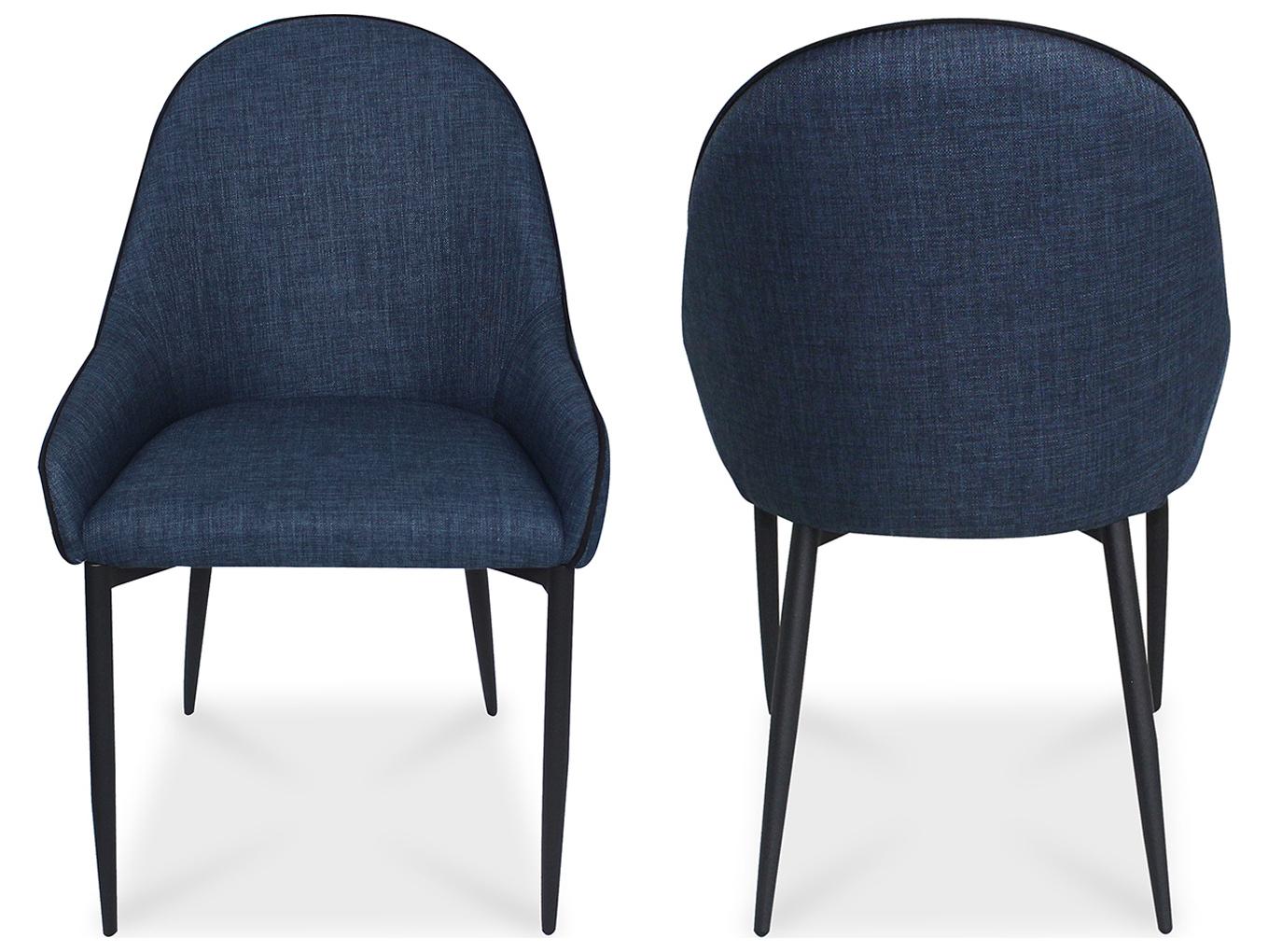 Moe's Home Lapis Blue Upholstered Side Dining Chair - Set of Two