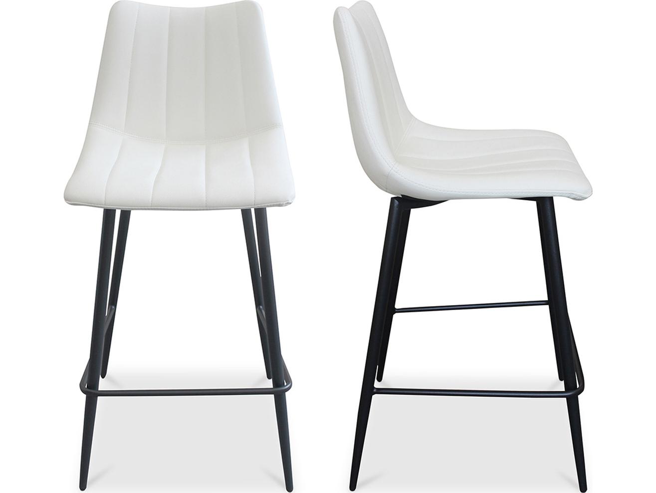 Moe's Home Alibi Upholstered Ply Wood Ivory Counter Stool - Set of Two