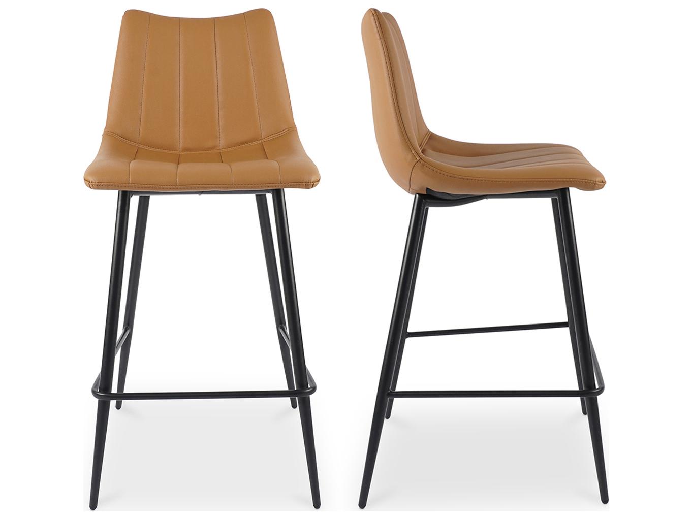 Moe's Home Alibi Leather Tan Counter Stool - Set of Two