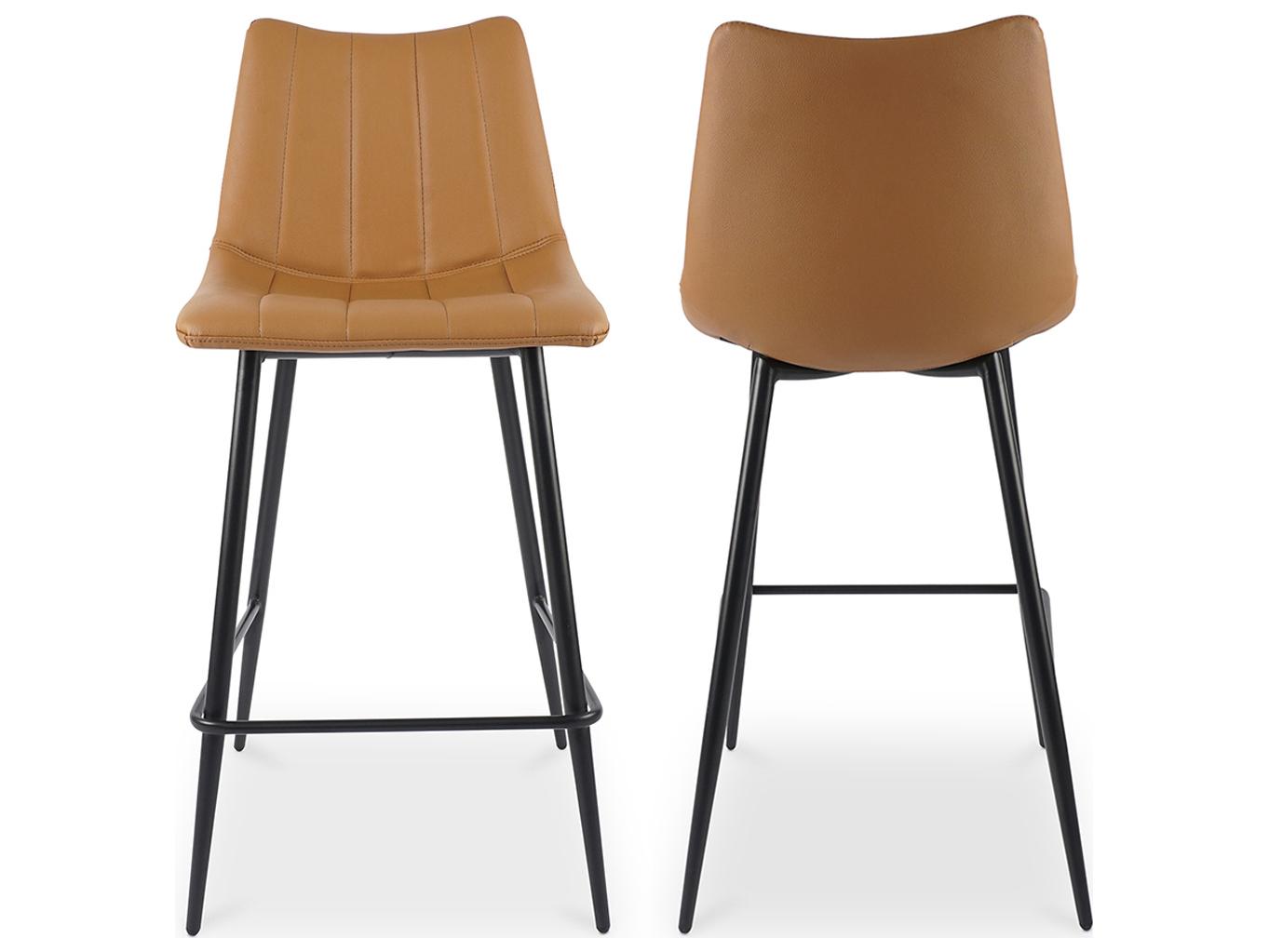 Moe's Home Alibi Leather Tan Counter Stool - Set of Two