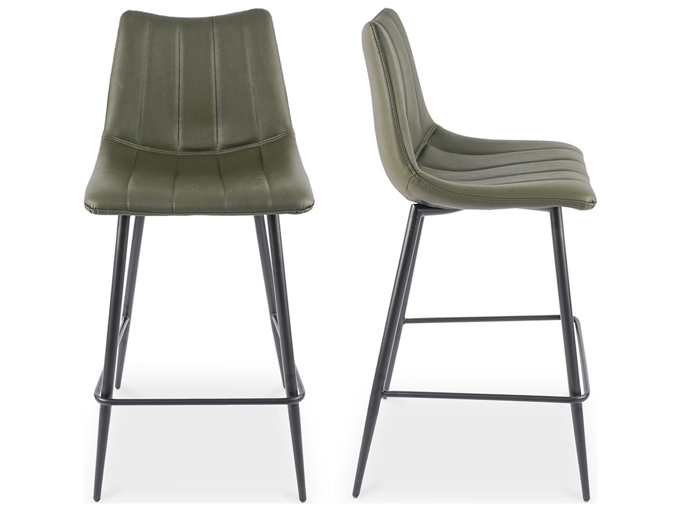 Moe's Home Alibi Leather Dark Grey Counter Stool - Set of Two