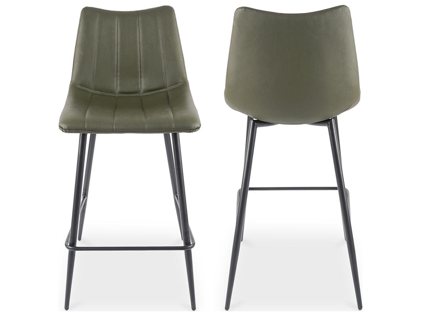 Moe's Home Alibi Leather Dark Grey Counter Stool - Set of Two