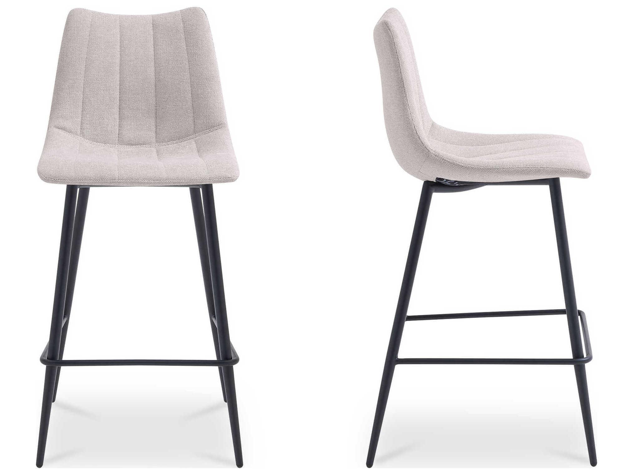 Moe's Home Alibi Beige Upholstered Plywood Counter Stool Set of 2