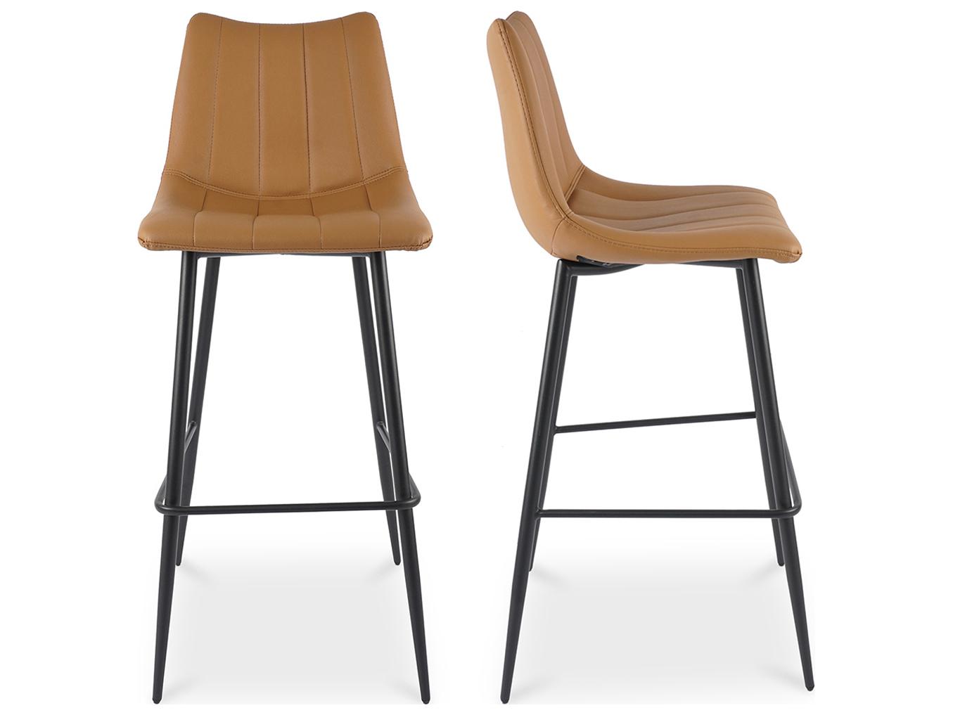 Moe's Home Alibi Leather Tan Bar Stool - Set of Two