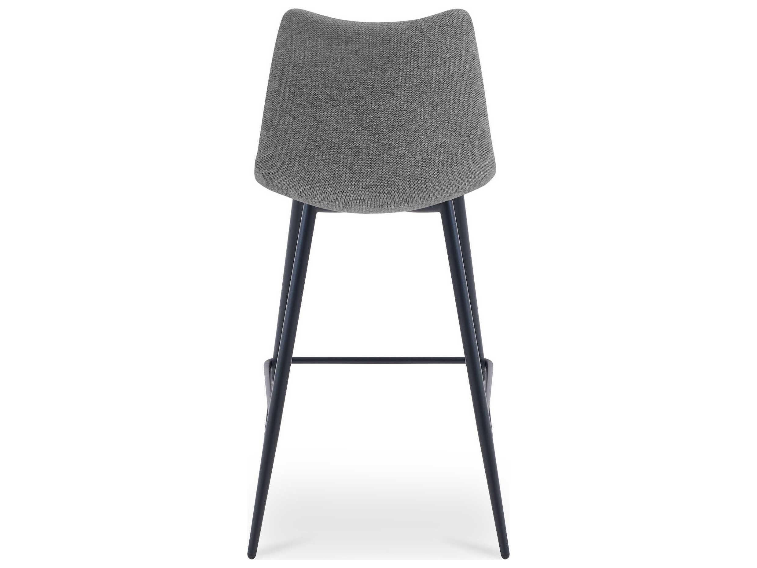 Moe's Home Alibi Dark Grey Upholstered Plywood Bar Stool Set of 2