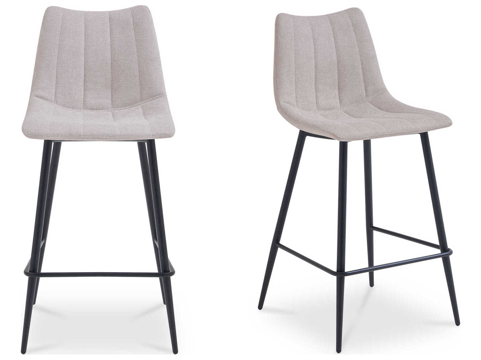 Moe's Home Alibi Beige Upholstered Plywood Bar Stool Set of 2