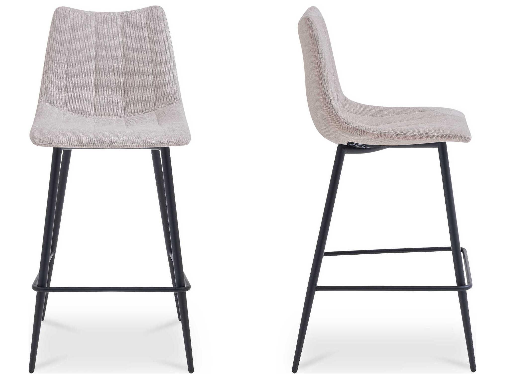 Moe's Home Alibi Beige Upholstered Plywood Bar Stool Set of 2