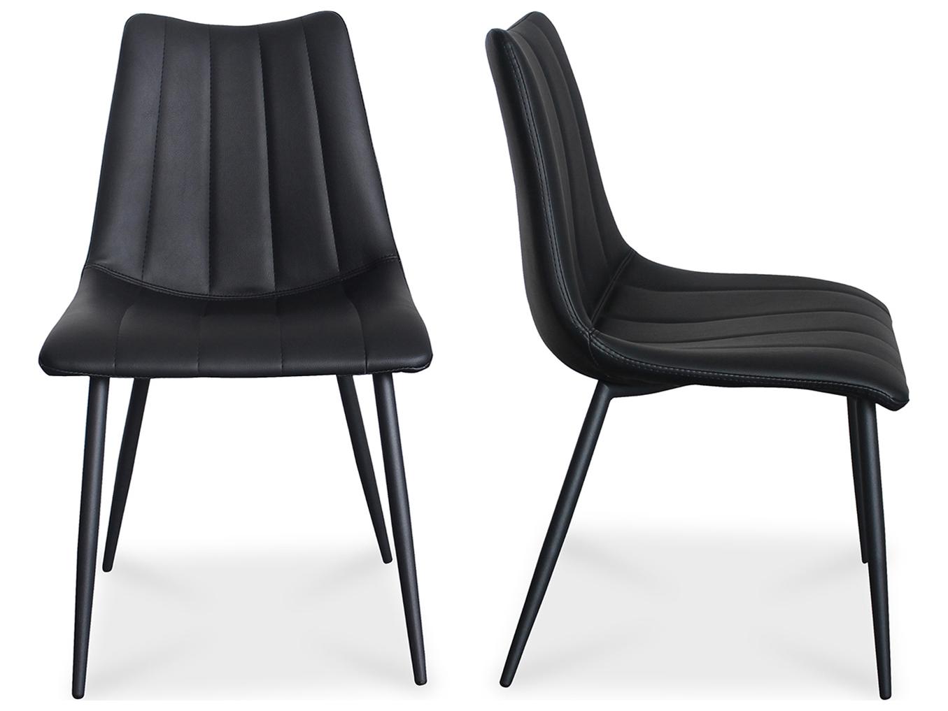 Moe's Home Alibi Ply Wood Black Faux Leather Side Dining Chair - Set of Two