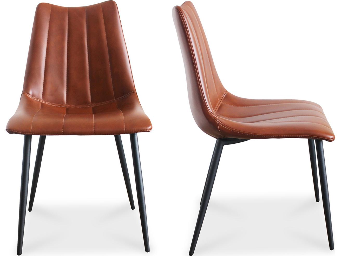 Moe's Home Alibi Ply Wood Brown Faux Leather Side Dining Chair - Set of Two