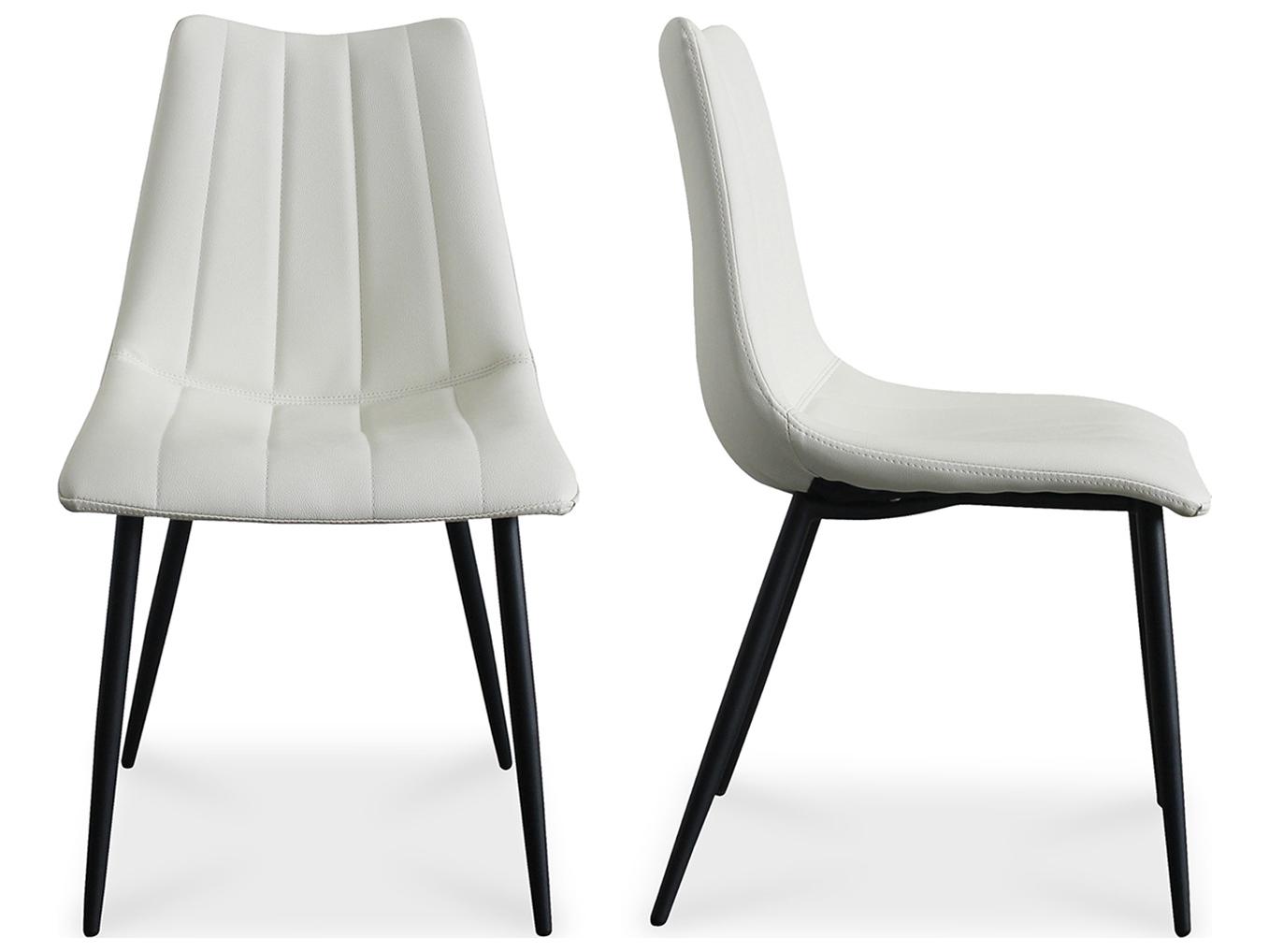 Moe's Home Alibi Ply Wood White Faux Leather Side Dining Chair - Set of Two