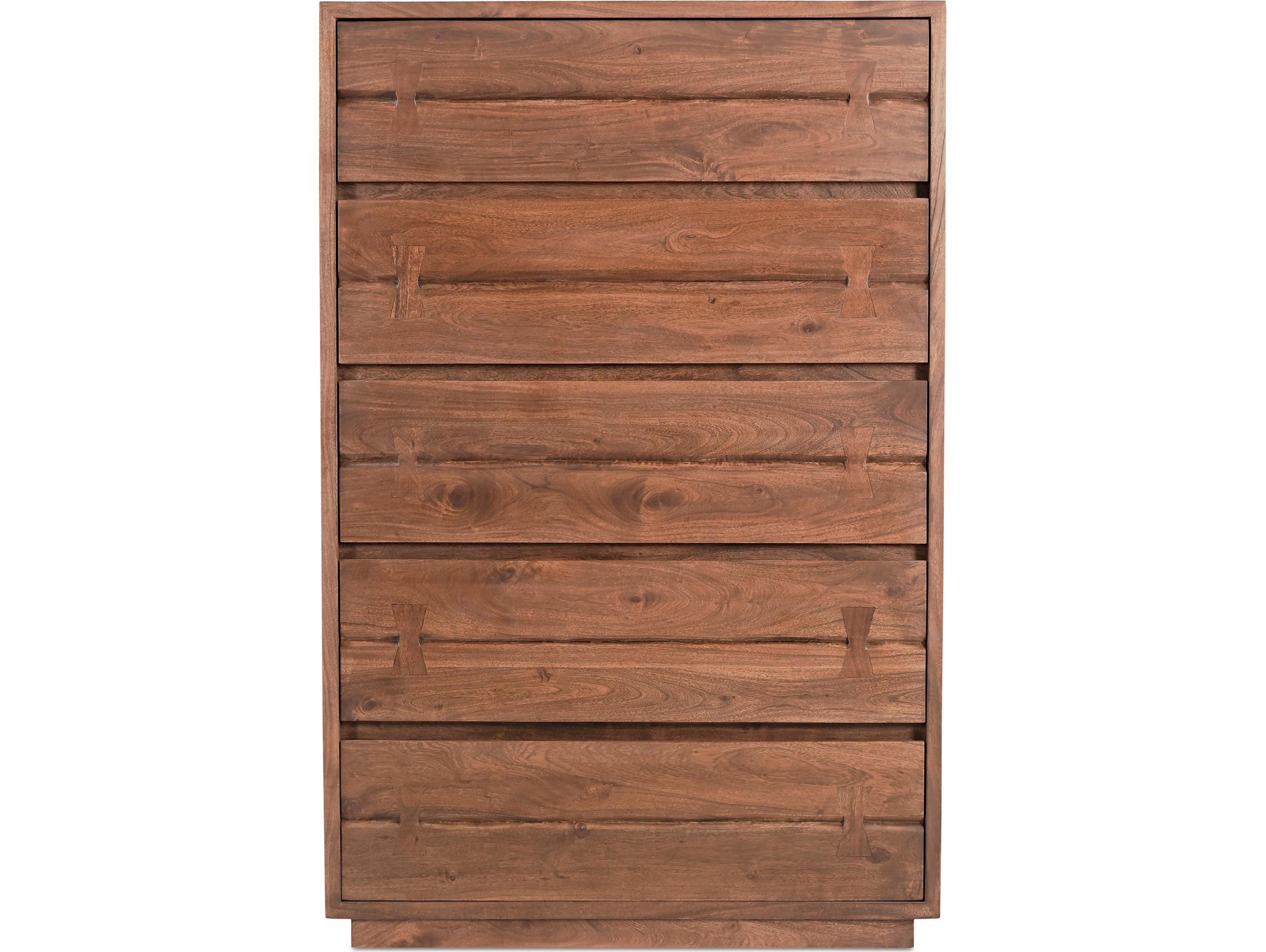 Moe's Home Madagascar 5-Drawers Brown Acacia Wood Accent Chest