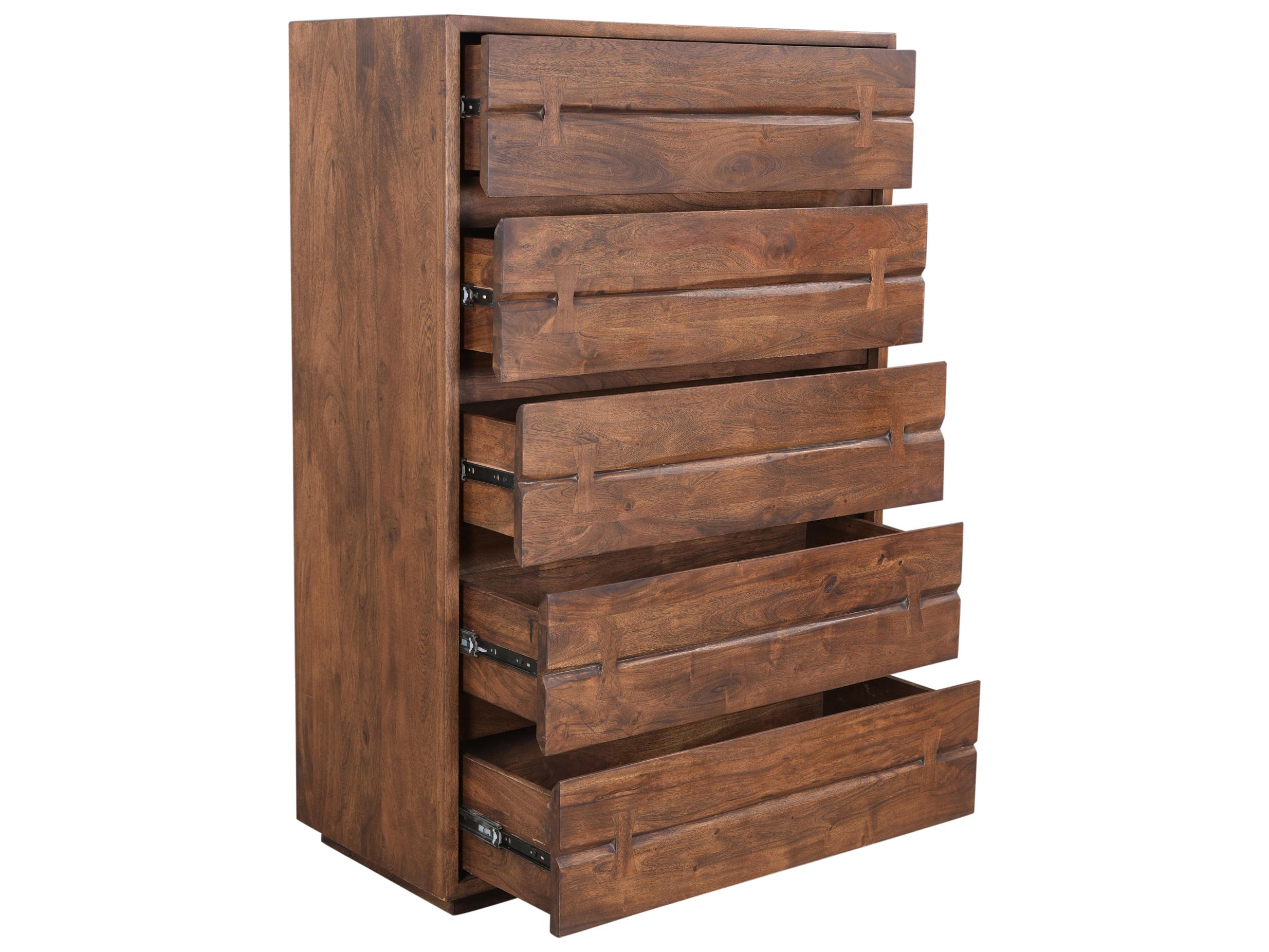Moe's Home Madagascar 5-Drawers Brown Acacia Wood Accent Chest