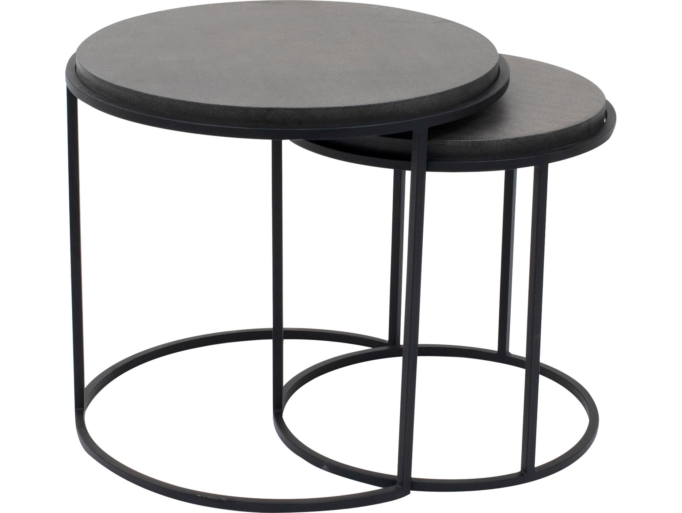 Moe's Home Round Stone Black End Table - Set of Two