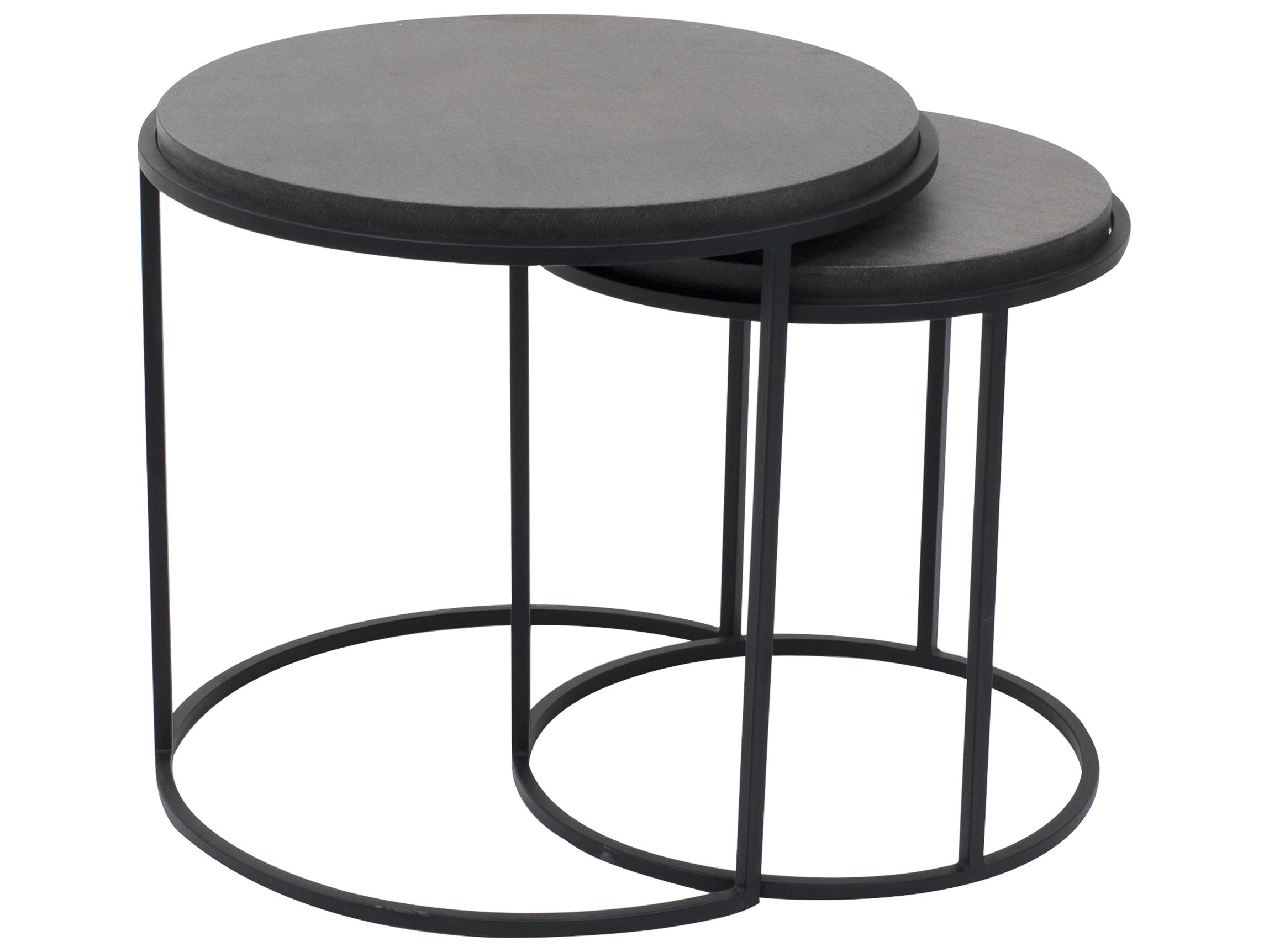 Moe's Home Round Stone Black End Table - Set of Two