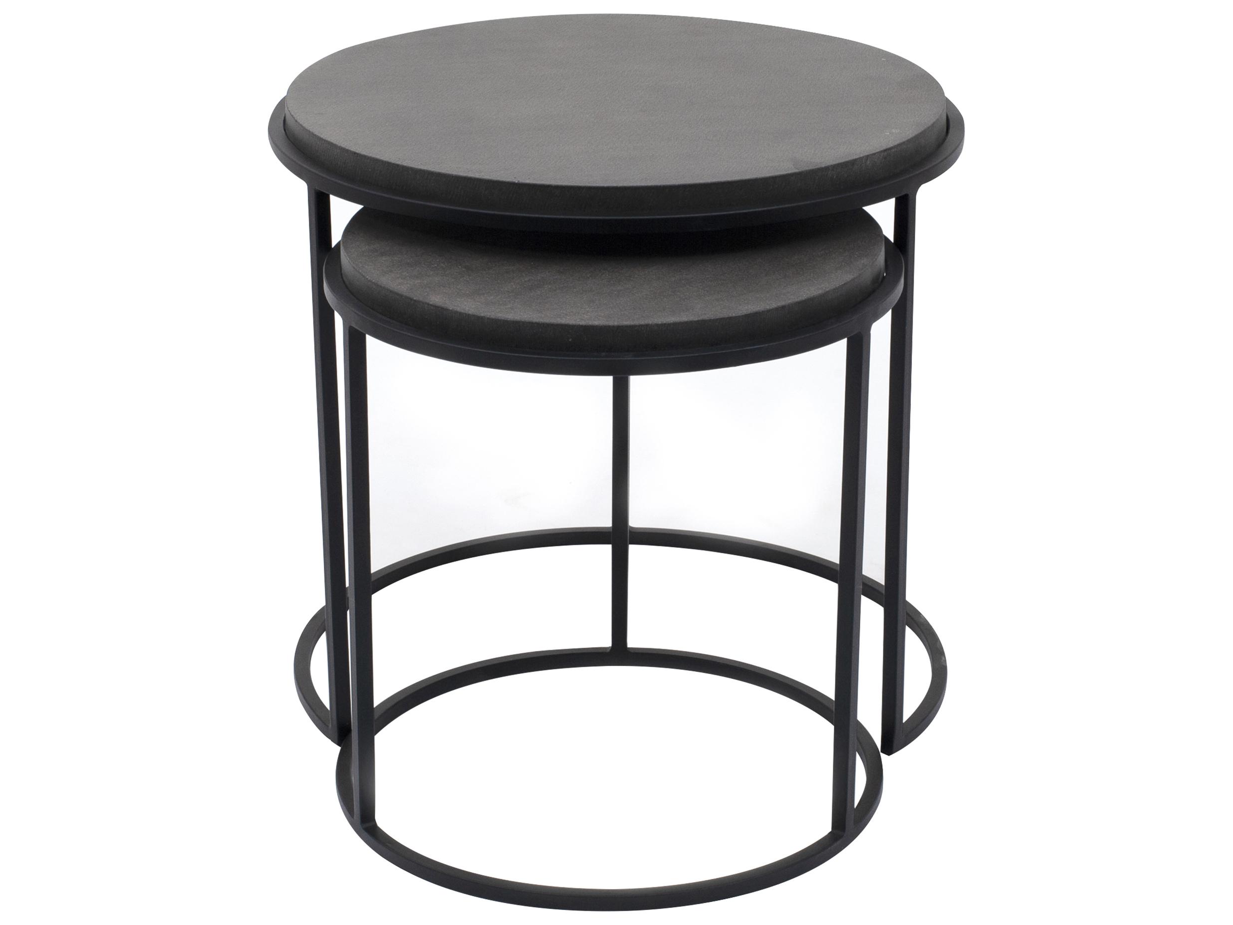 Moe's Home Round Stone Black End Table - Set of Two