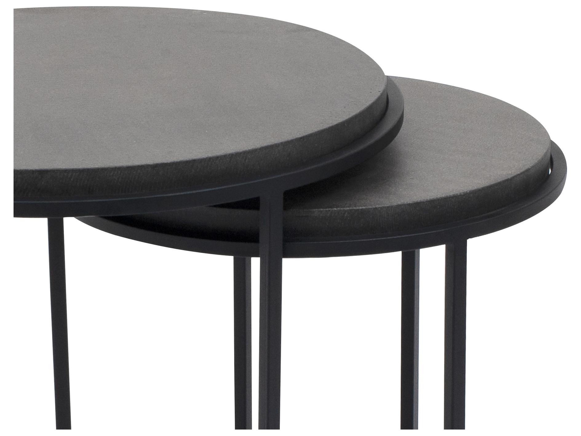 Moe's Home Round Stone Black End Table - Set of Two