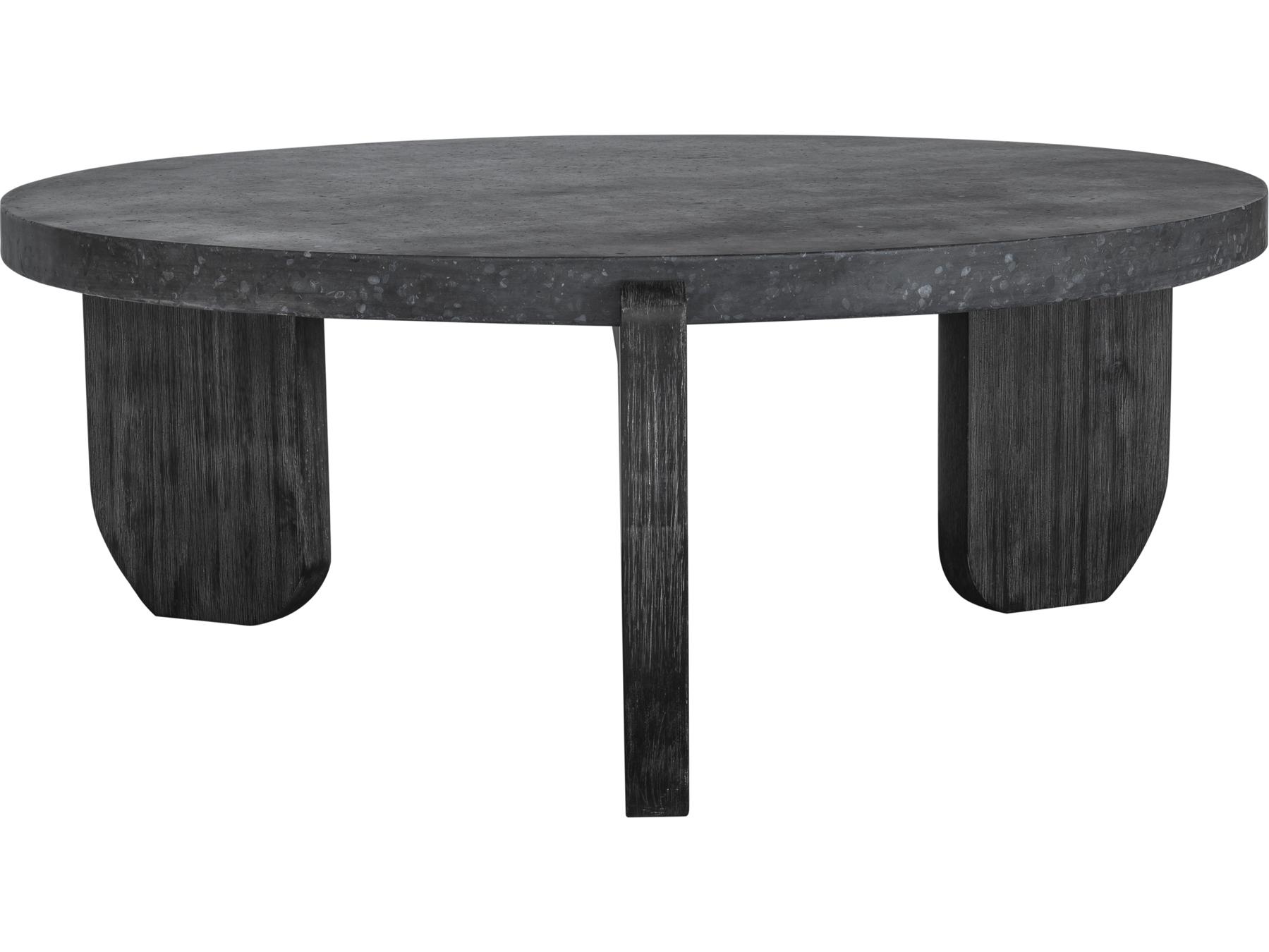 Moe's Home Wunder Round Concrete Black Coffee Table
