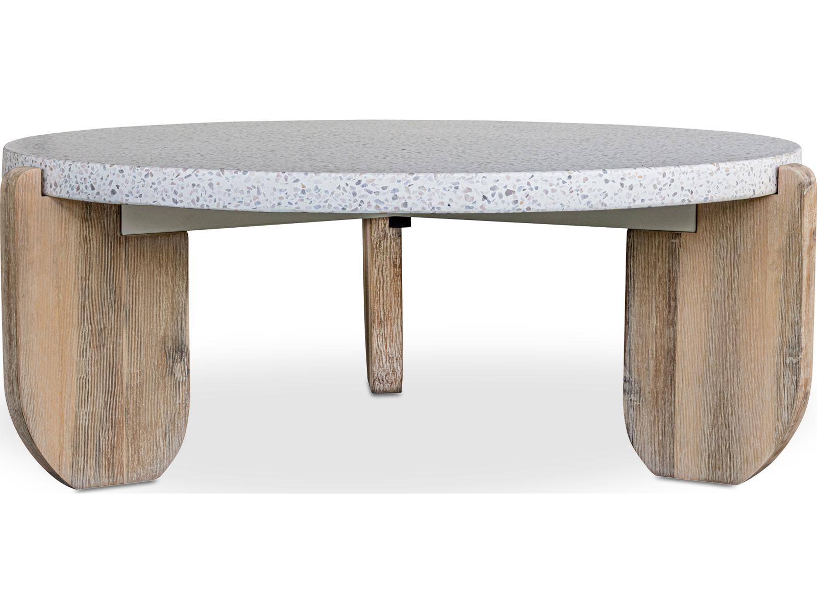 Moe's Home Wunder Round Concrete White Coffee Table
