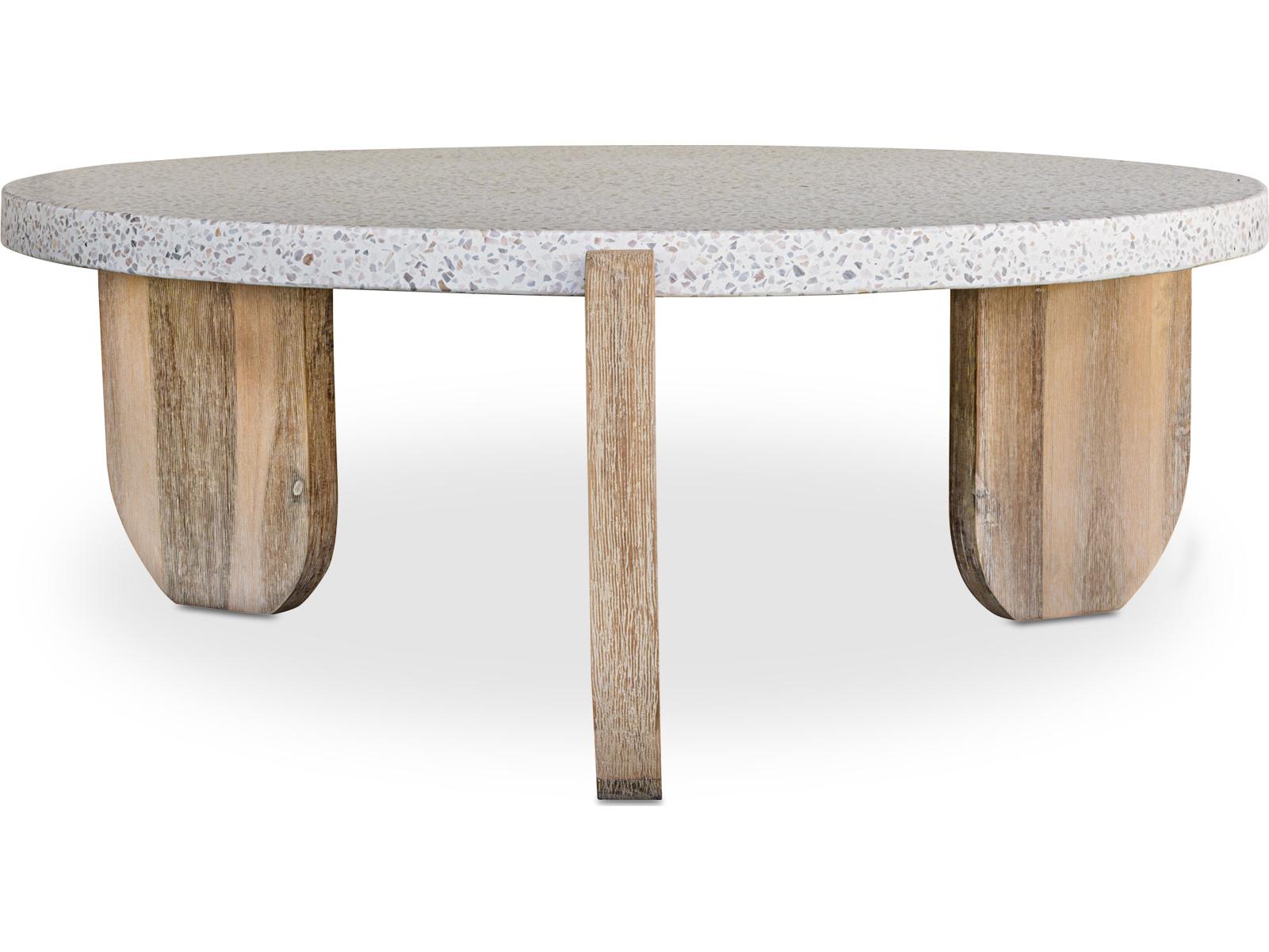 Moe's Home Wunder Round Concrete White Coffee Table