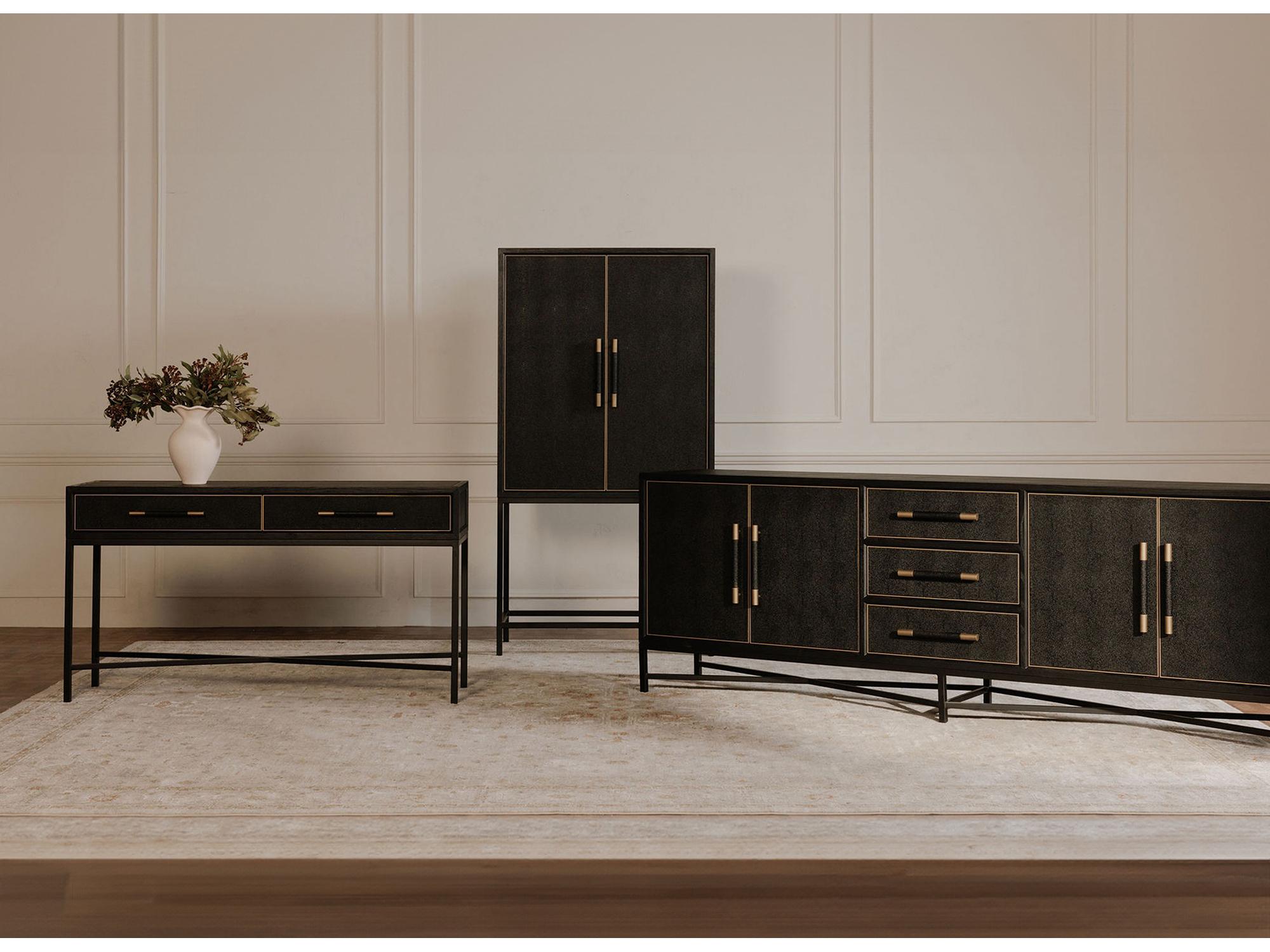 Moe's Home Mako Black Solid Wood Display Cabinet