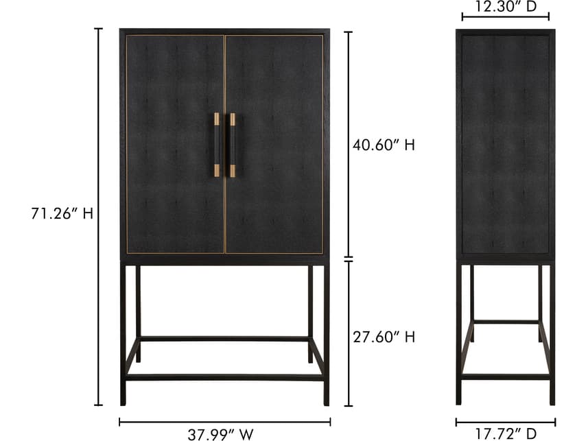 Moe's Home Mako Black Solid Wood Display Cabinet