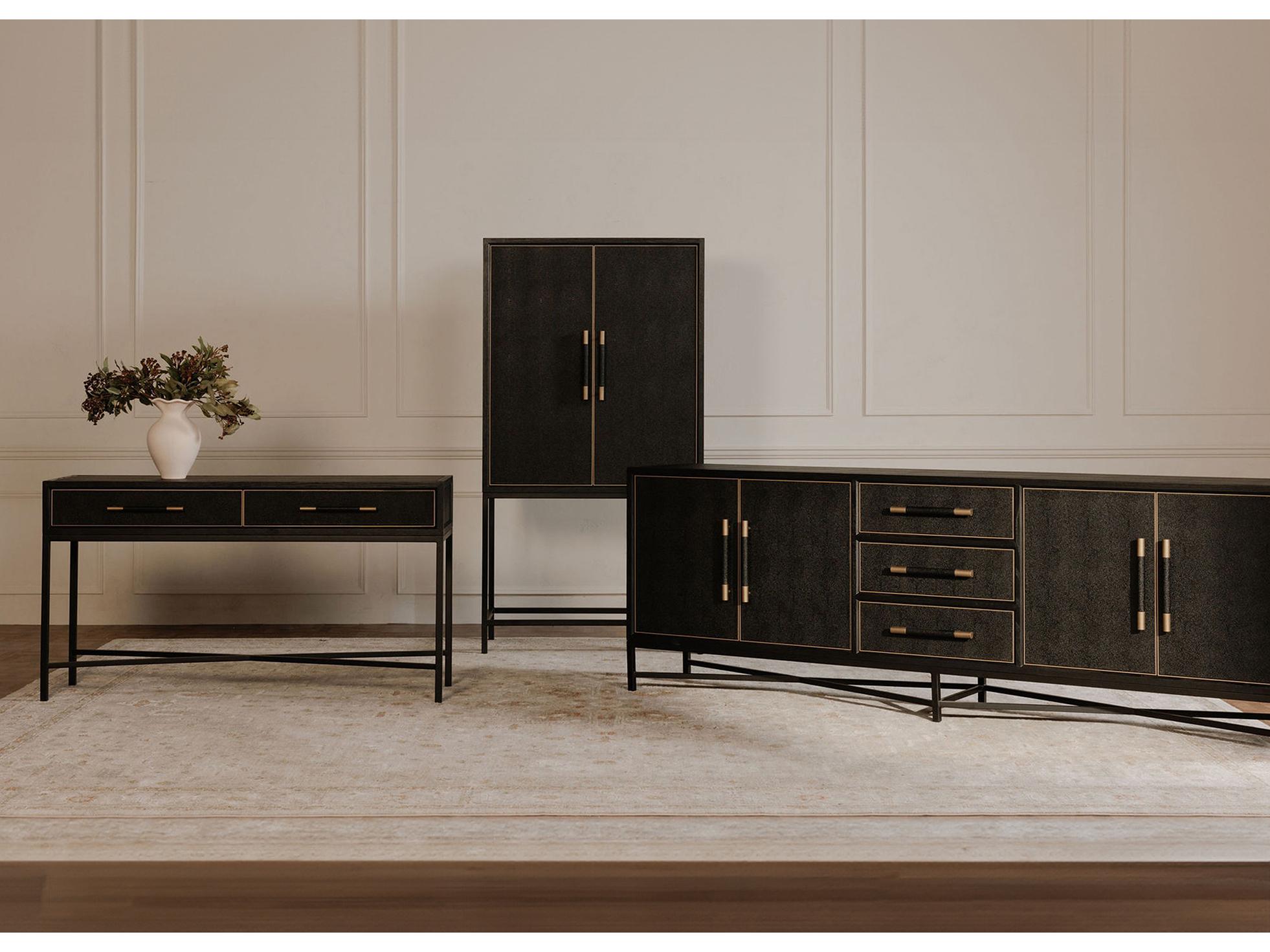 Moe's Home Mako  Black Rectangular Wood Console Table