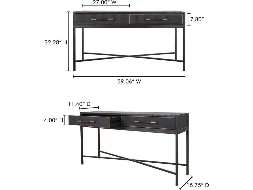Moe's Home Mako  Black Rectangular Wood Console Table