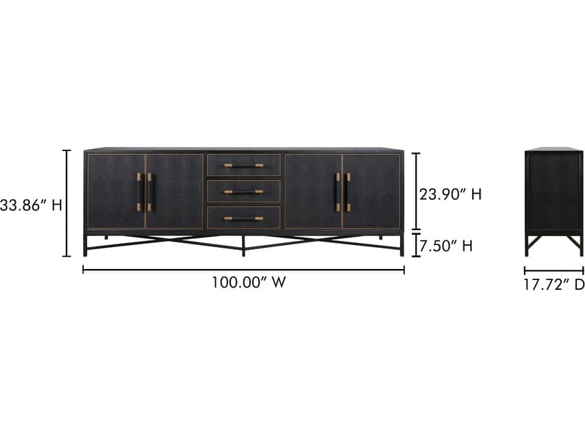 Moe's Home Mako 100" Black Wood Large Sideboard