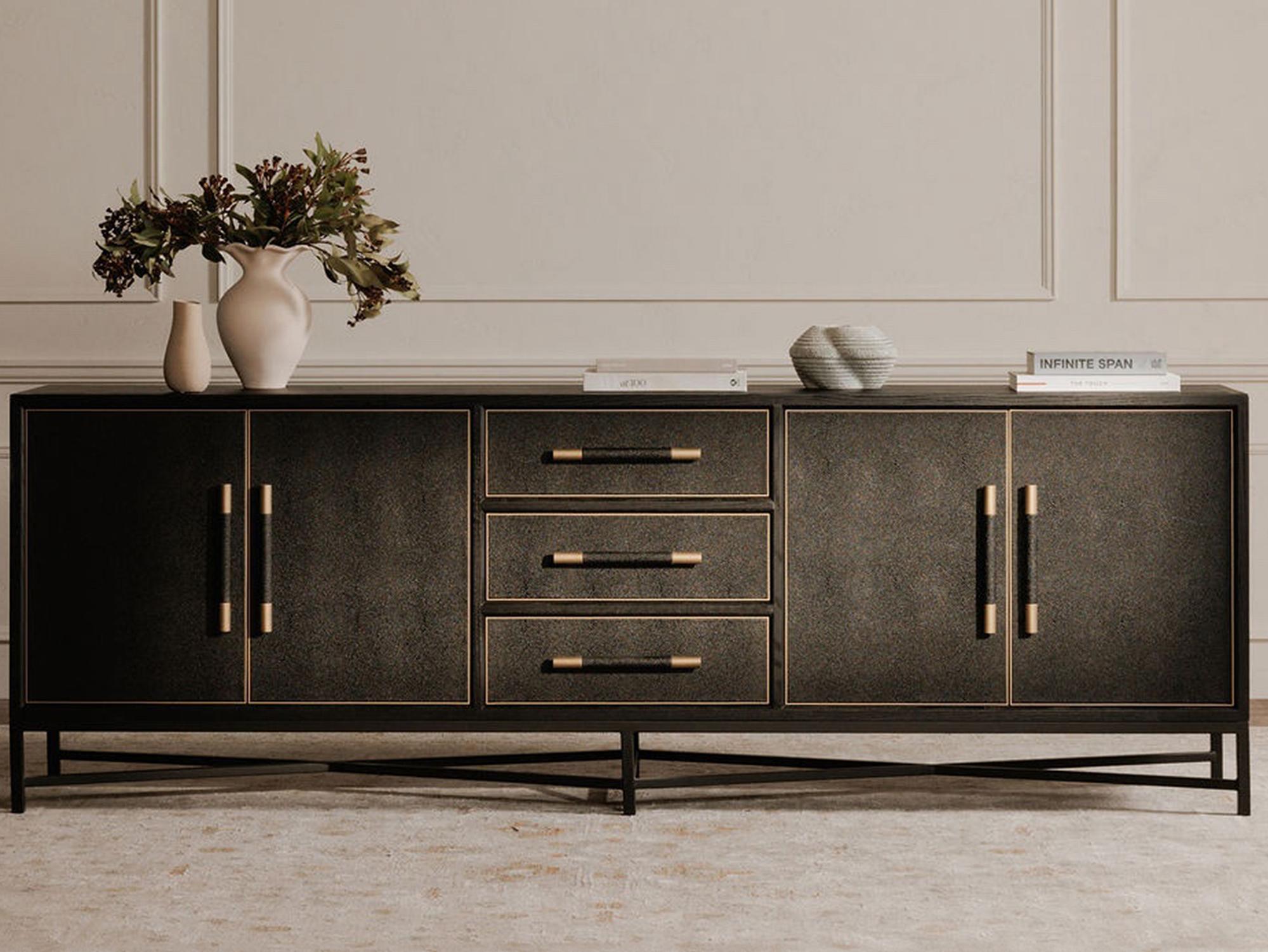 Moe's Home Mako 100" Black Wood Large Sideboard