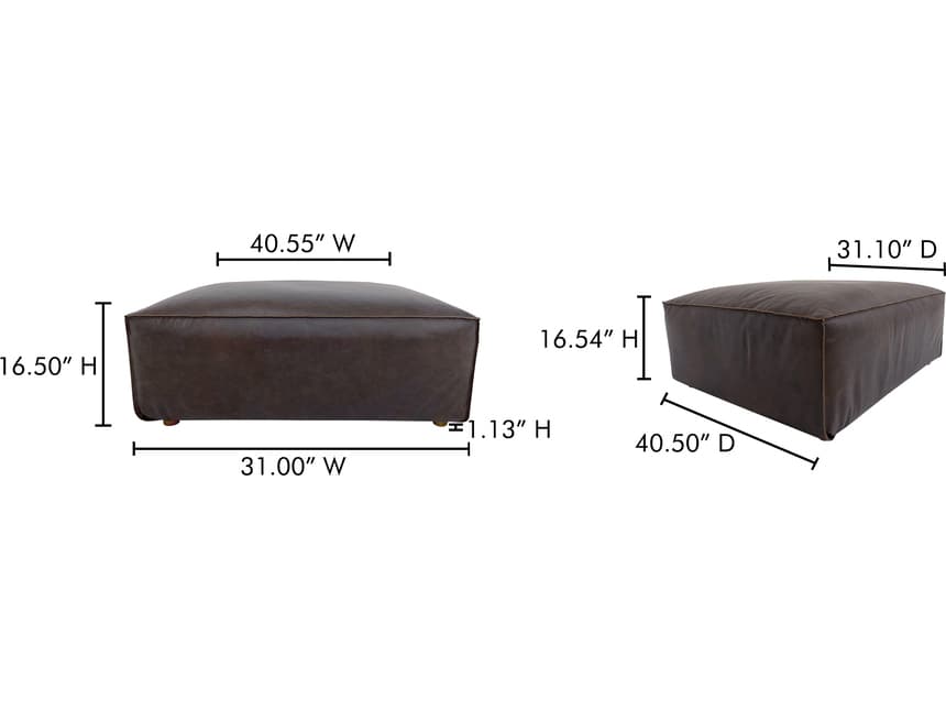 Moe's Home Form Brown Leather Ottoman