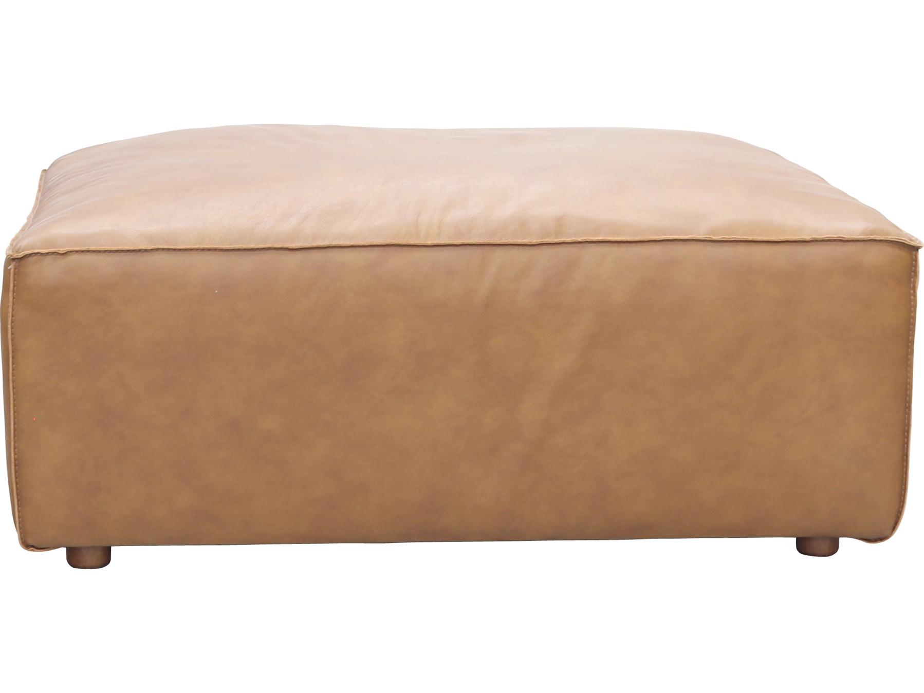Moe's Home Form Tan Brown Leather Ottoman