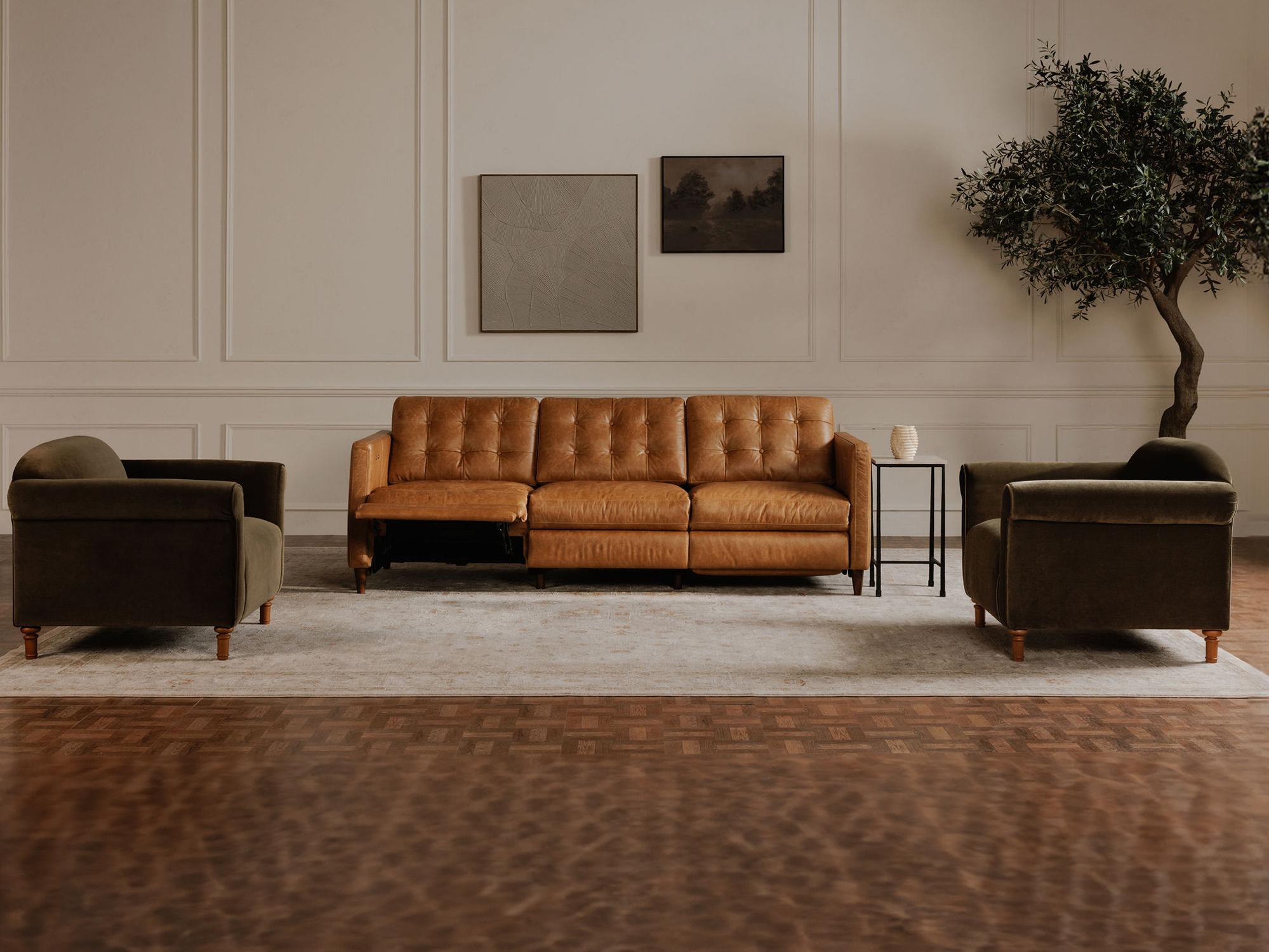 Moe's Home Bridgers Tan Leather Sofa