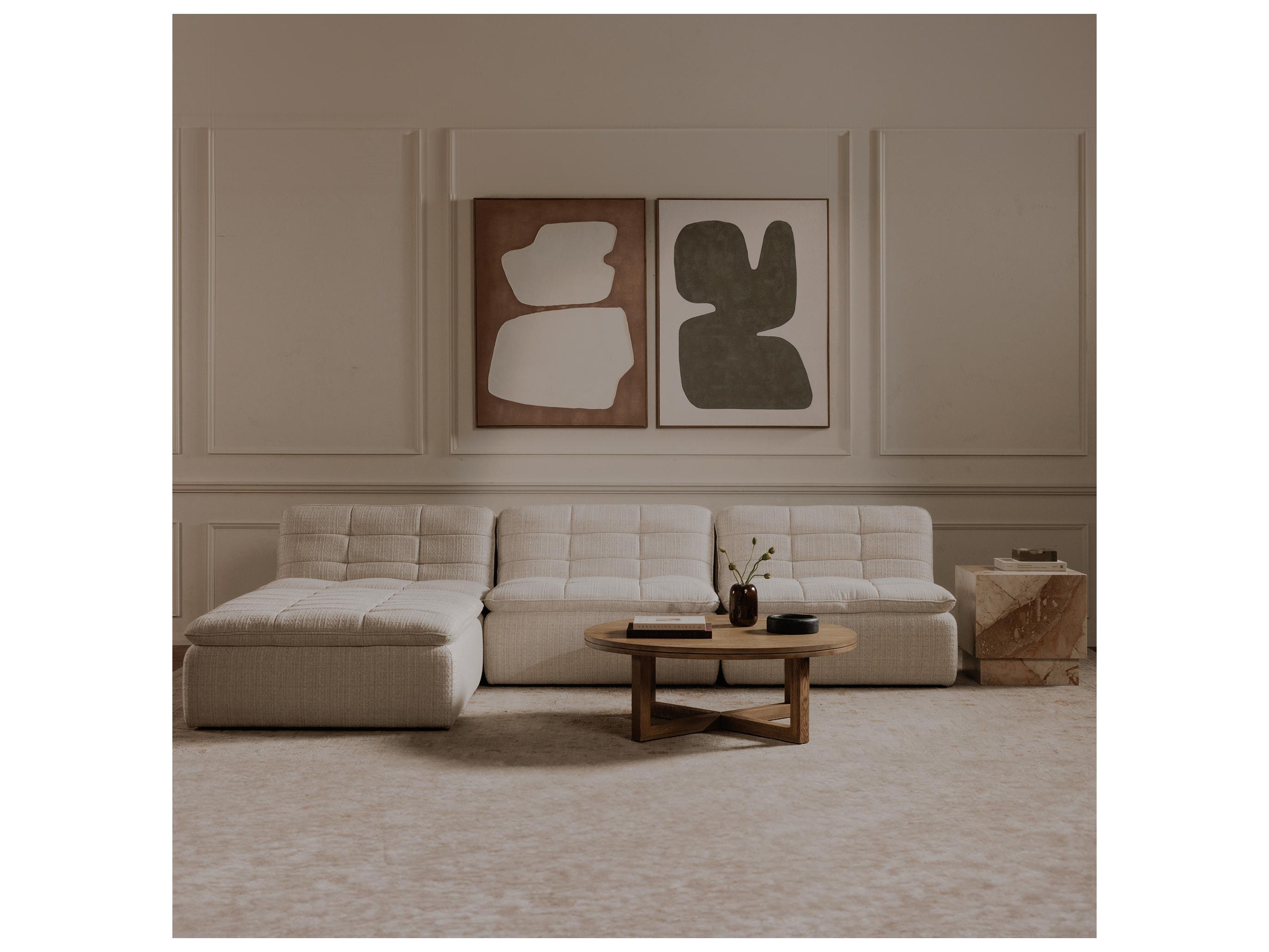 Moe's Home Lino Beige Upholstered Ottoman